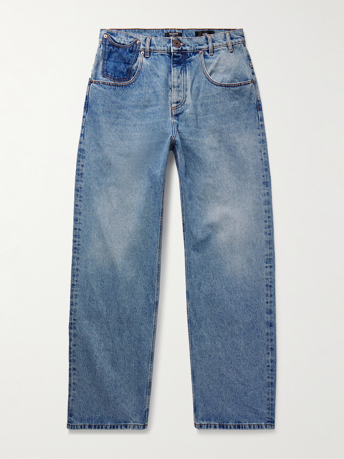 Balmain Wide-leg Distressed Jeans In Blue