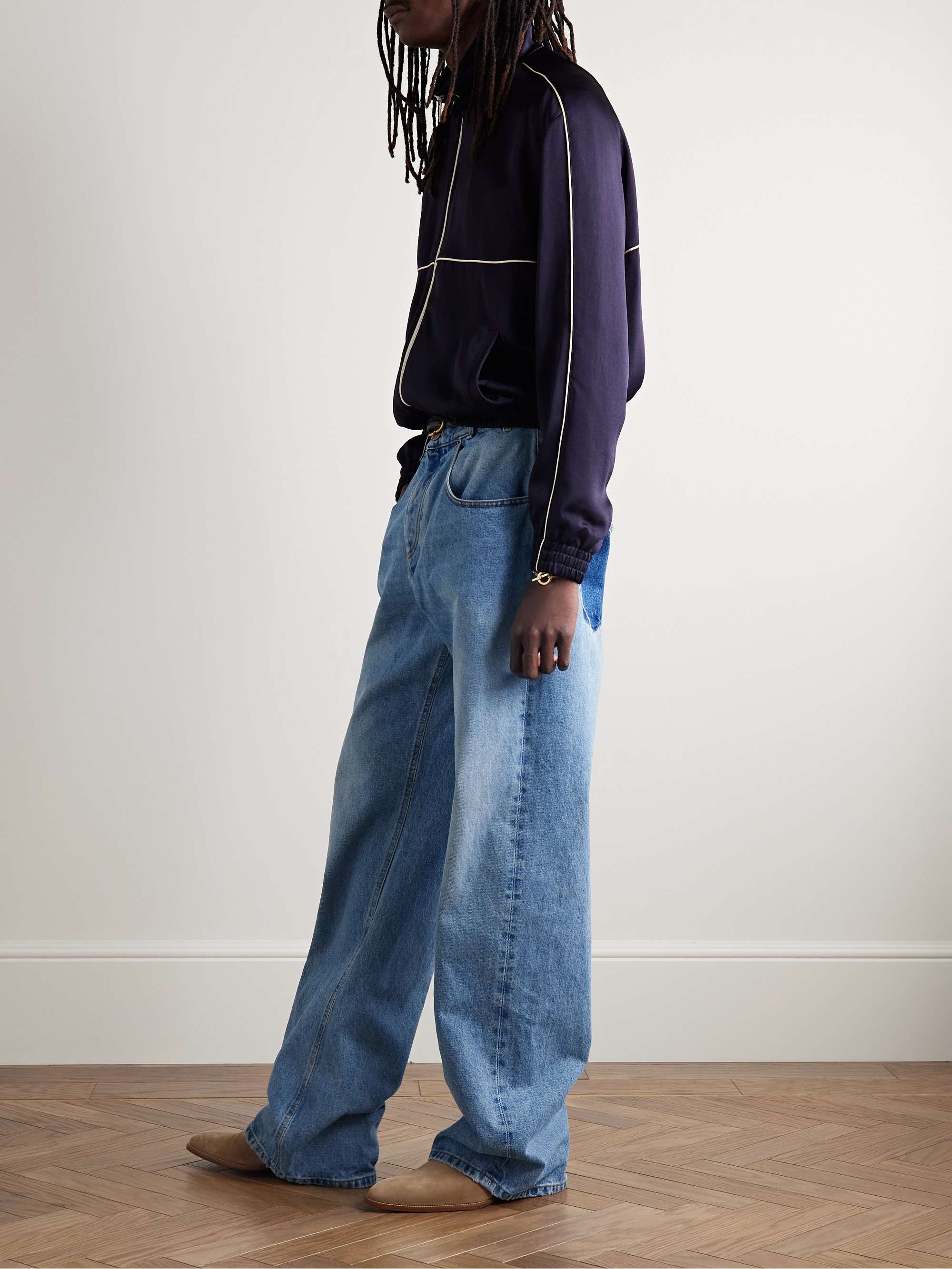 BALMAIN Wide-Leg Distressed Jeans for Men | MR PORTER