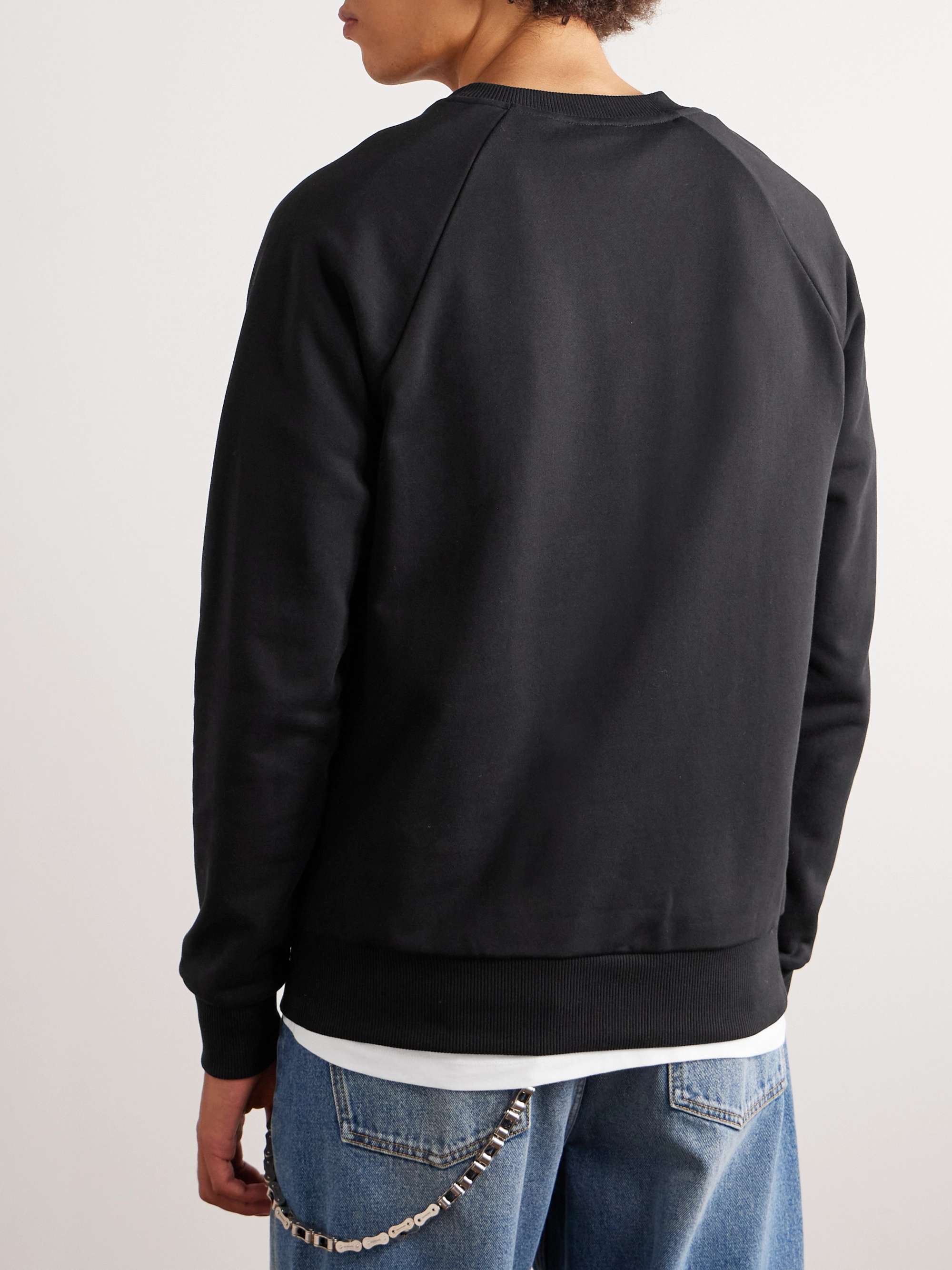 BALMAIN Logo-Flocked Cotton-Jersey Sweatshirt for Men | MR PORTER