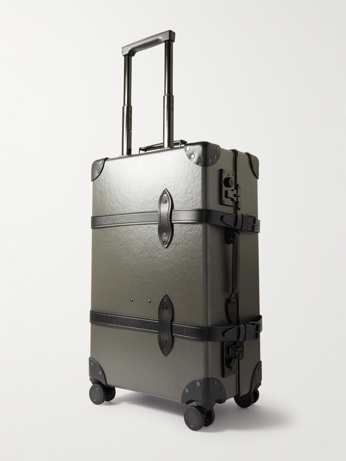 Shop Globe-trotter Centenary Check-in Leather-trimmed Trolley Case In Gray