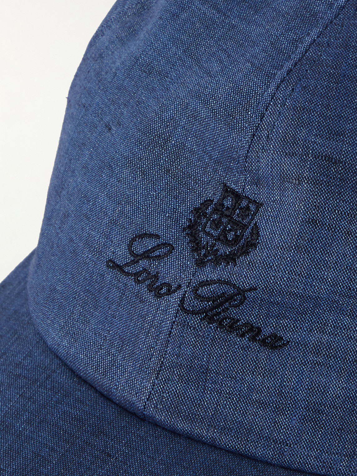 Shop Loro Piana Logo-embroidered Linen Baseball Cap In Blue