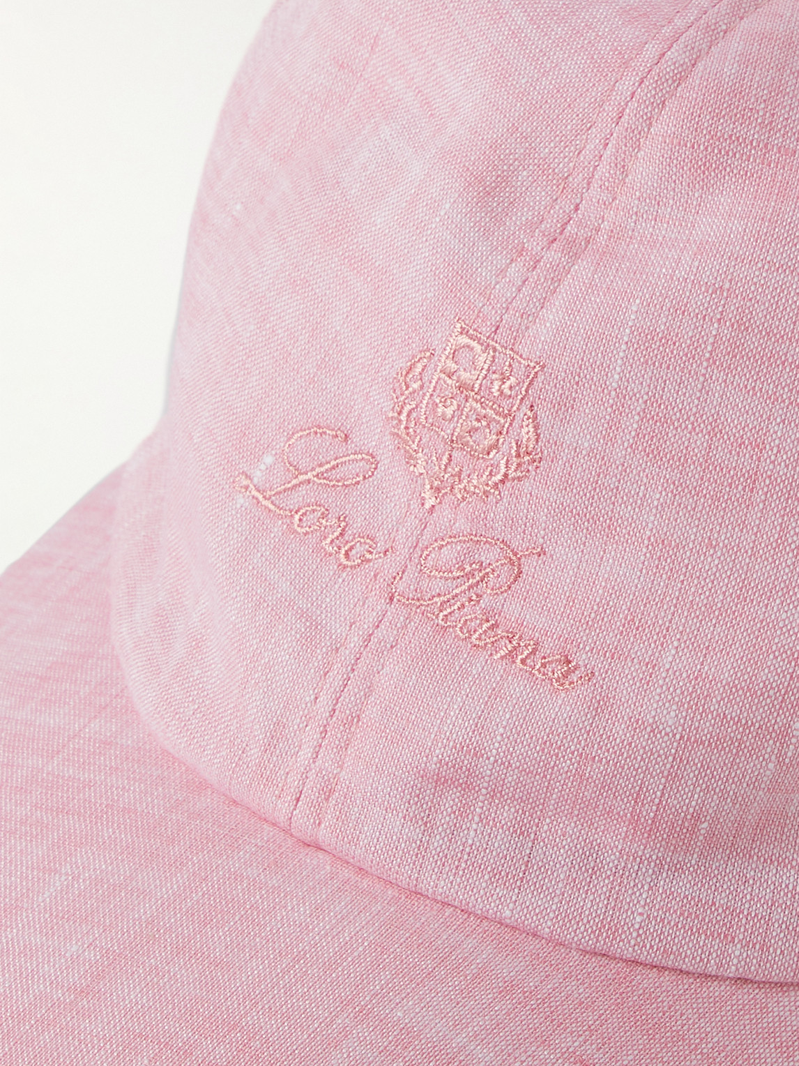 Shop Loro Piana Logo-embroidered Linen Baseball Cap In Pink