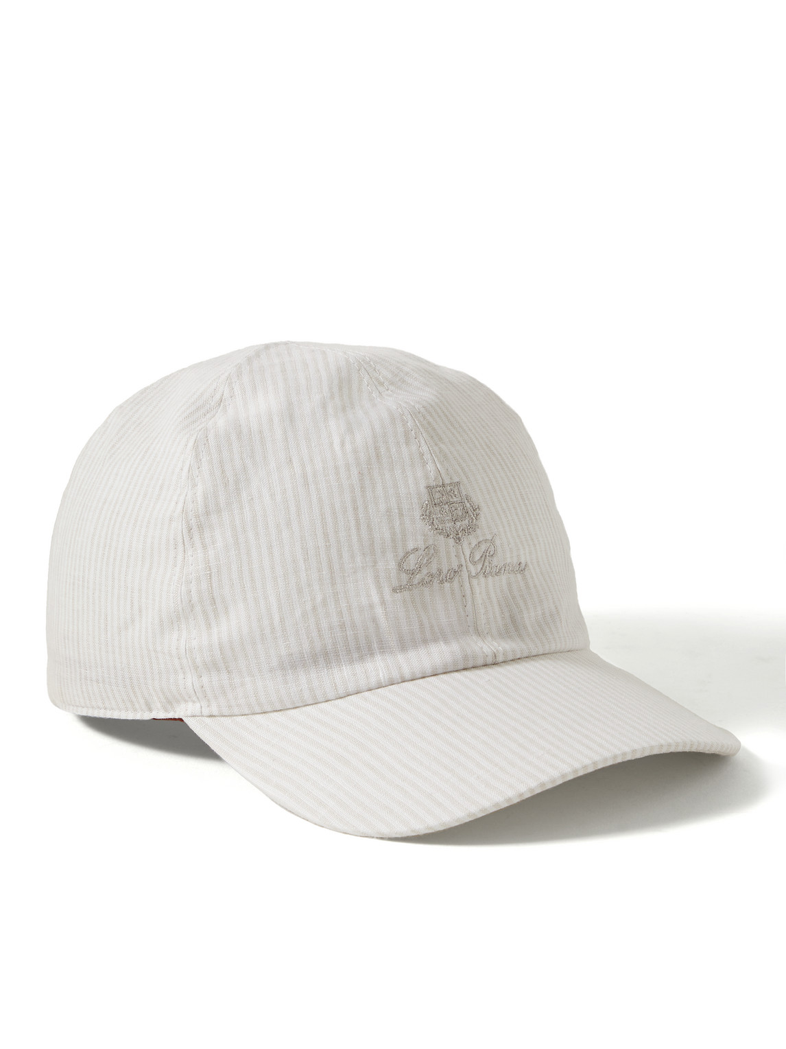 Loro Piana Logo-embroidered Striped Linen Baseball Cap In Neutrals