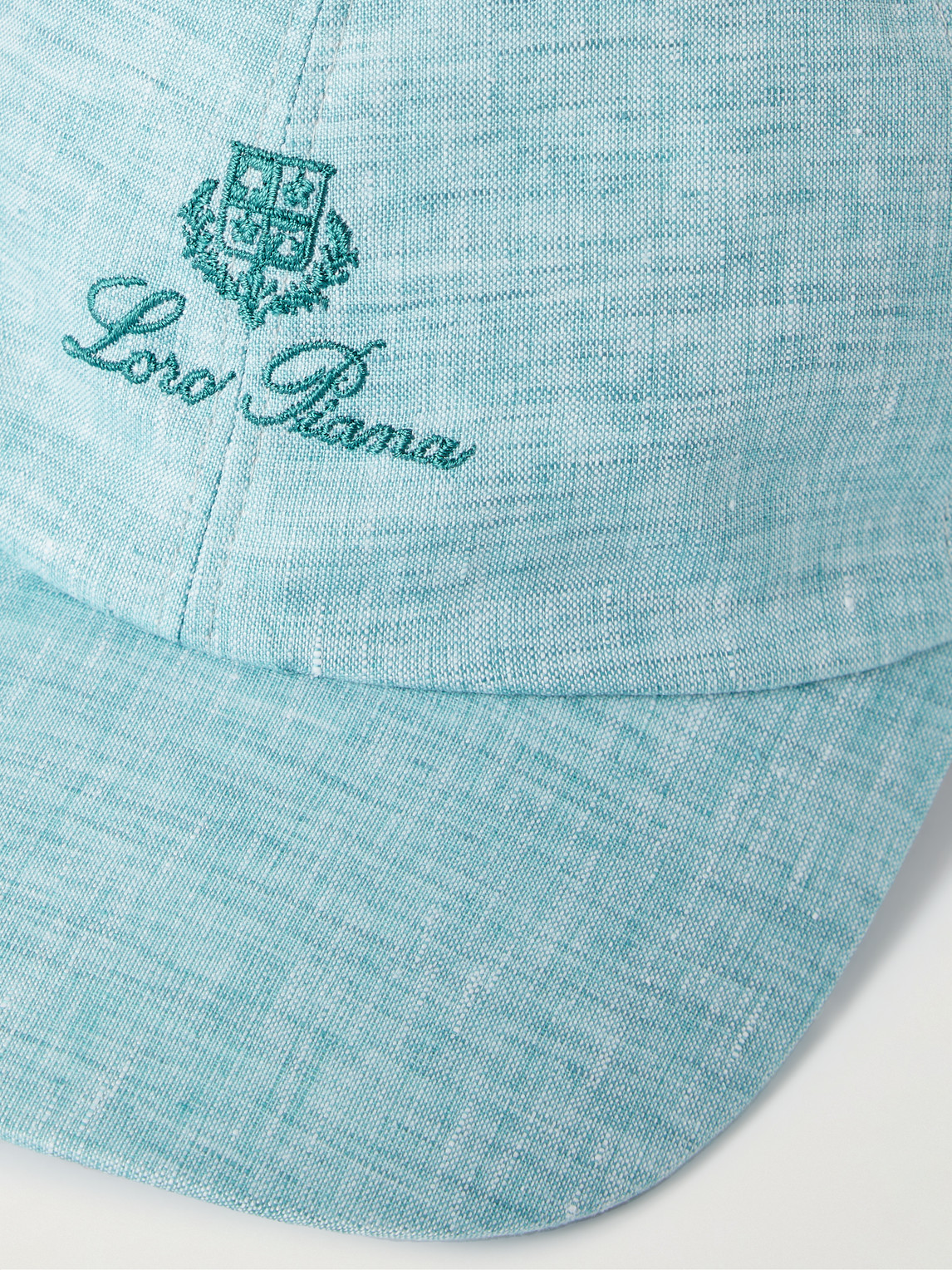 Shop Loro Piana Logo-embroidered Linen Baseball Cap In Blue
