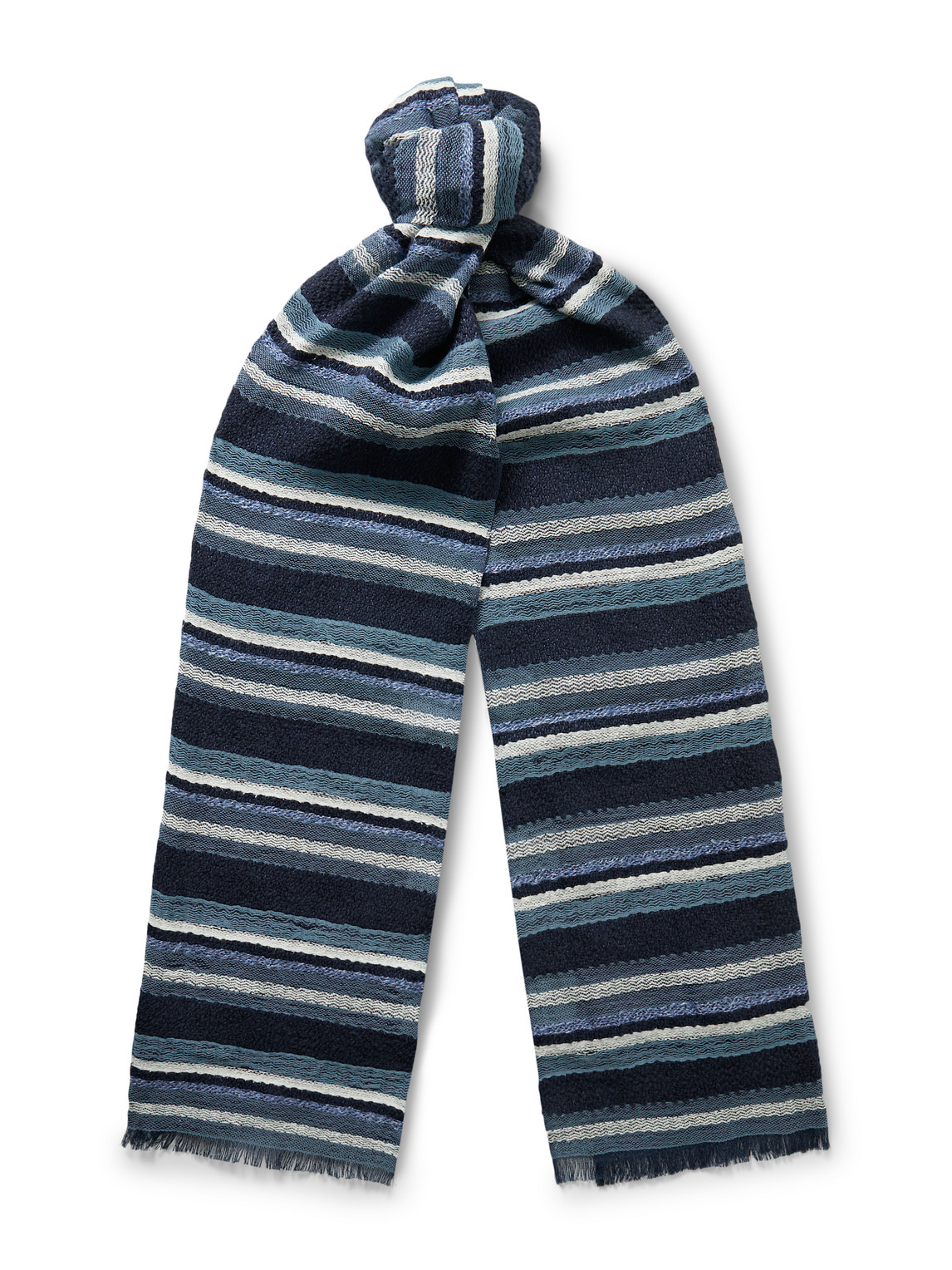 Loro Piana Frayed Striped Linen And Cotton-blend Scarf In Multi