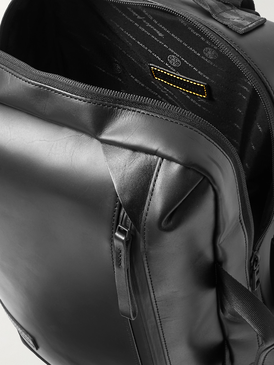 Master-piece Slick Logo-appliquéd Cordura® Ballistic And Leather Backpack In Black