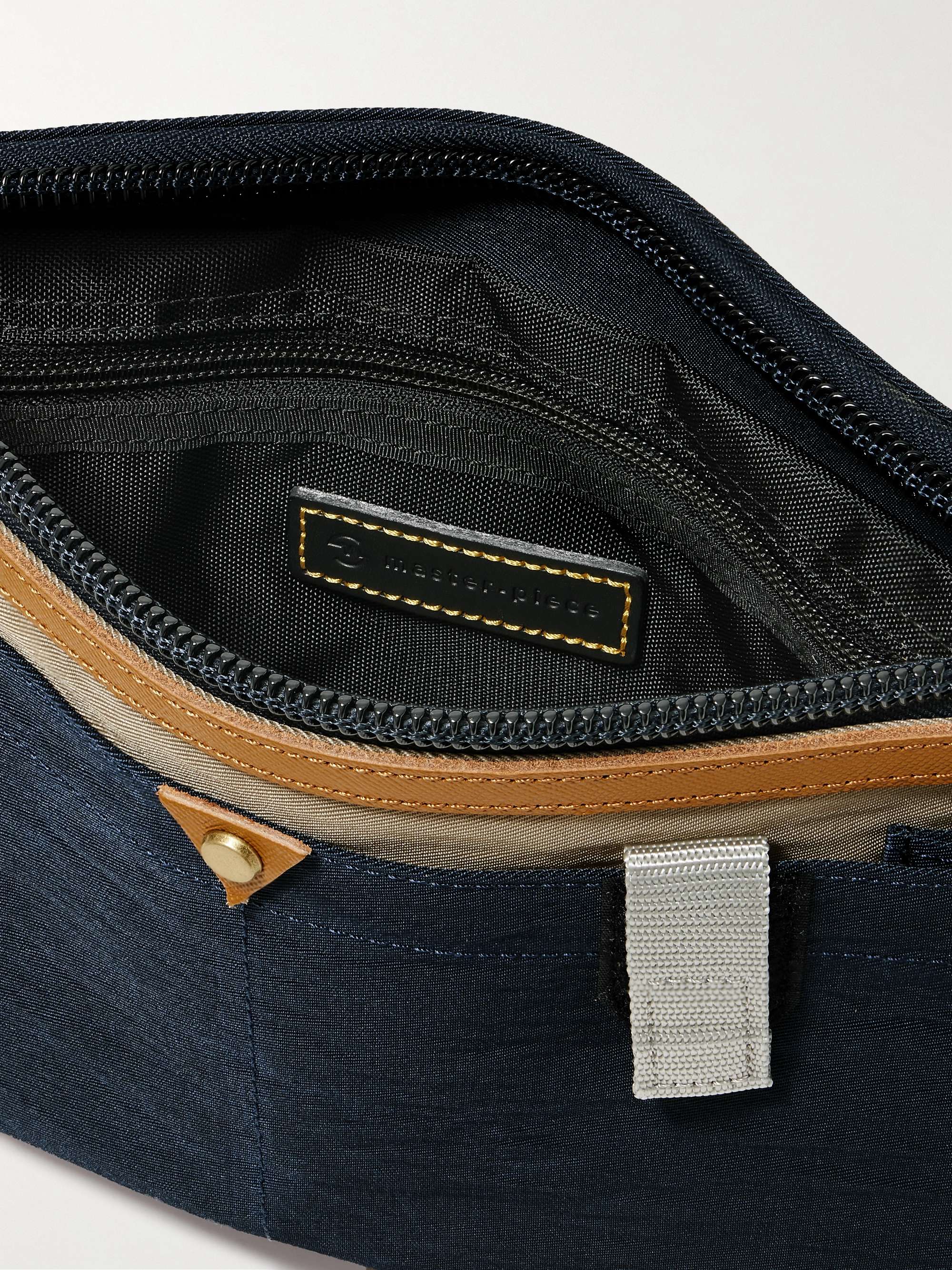 MASTER-PIECE Link Sakosh Leather-Trimmed Nylon-Twill Messenger Bag