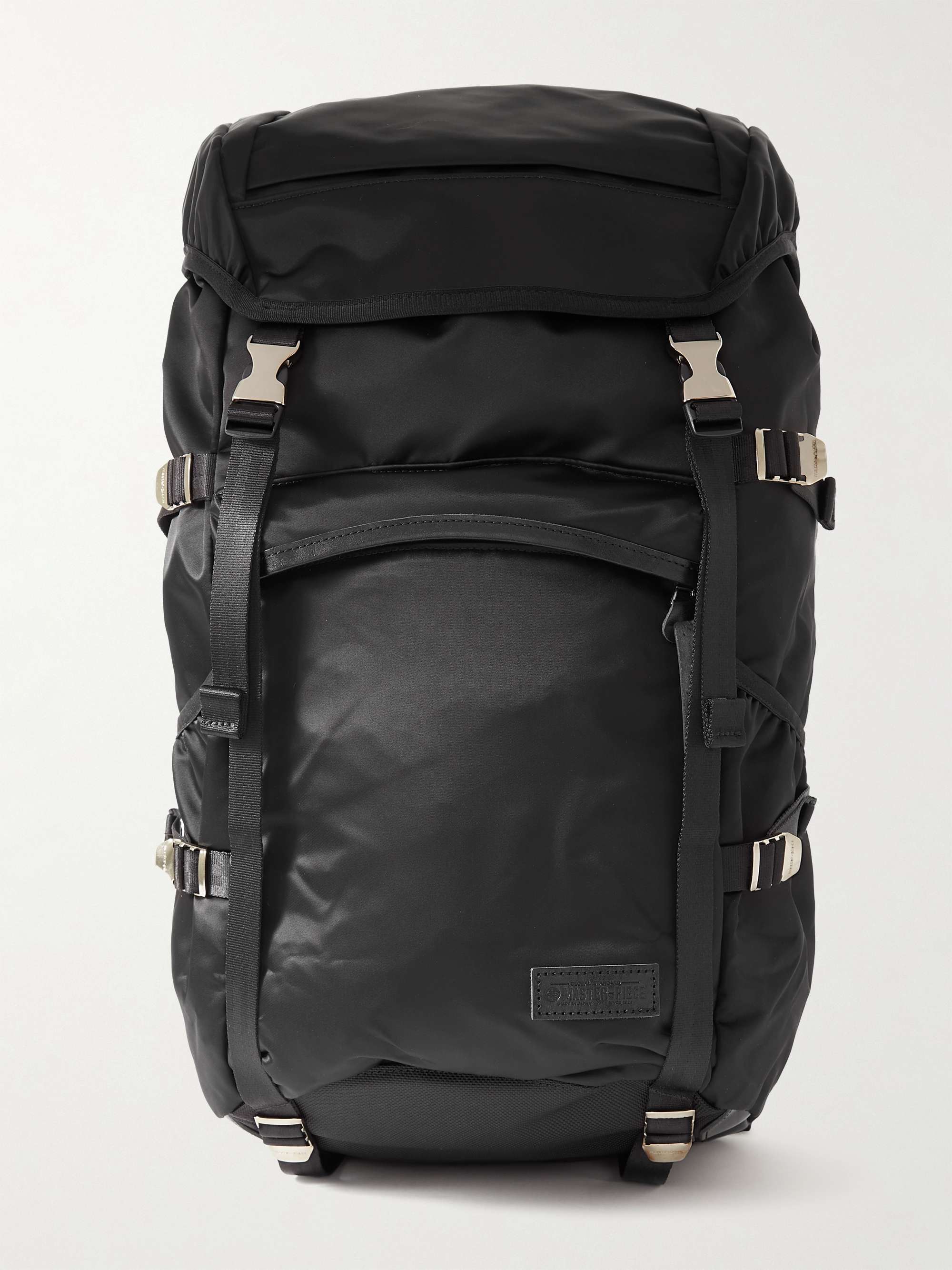 Leather-Trimmed Nylon-Twill Backpack