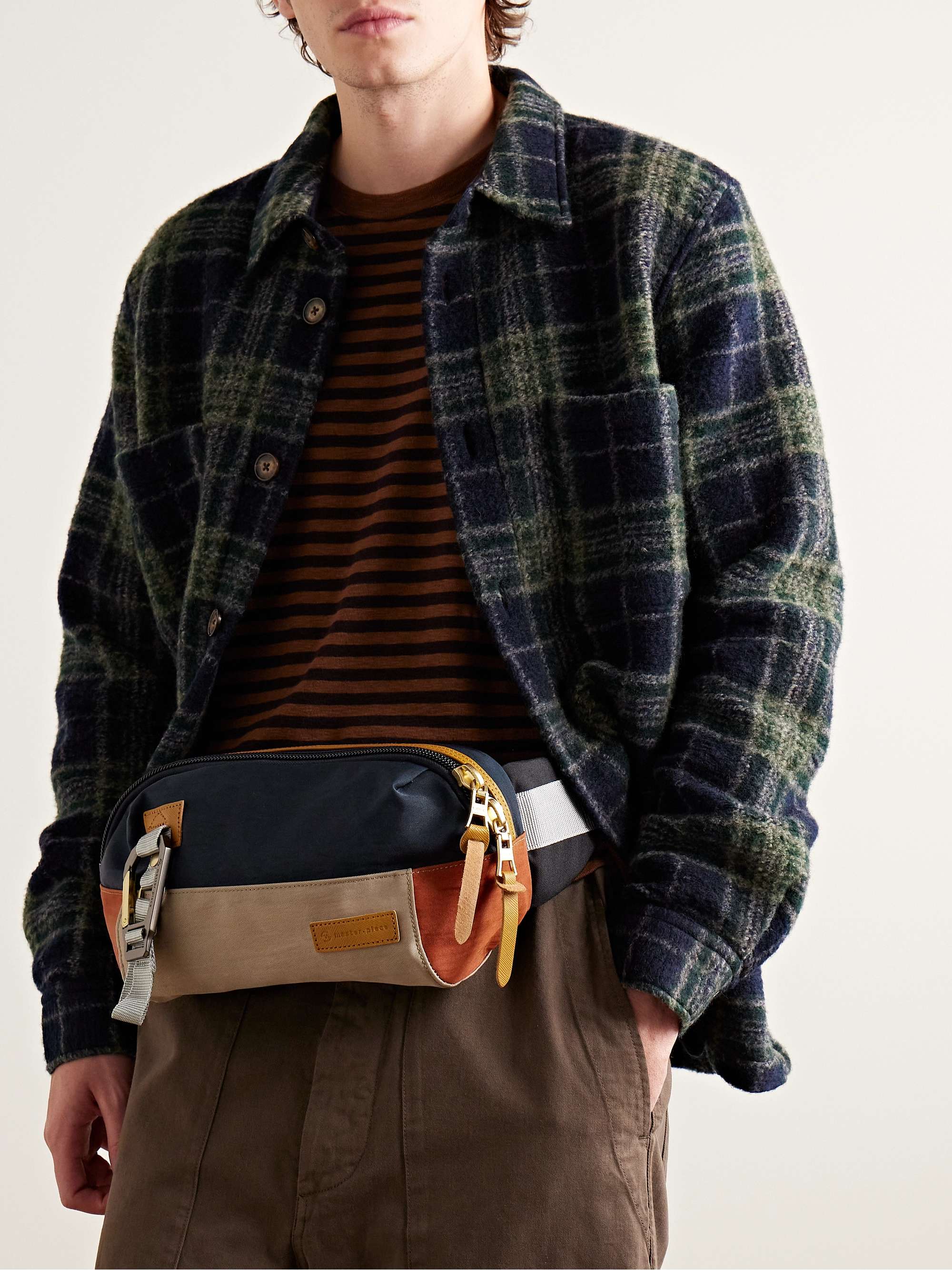 MASTER-PIECE Link Leather-Trimmed Nylon-Twill Belt Bag