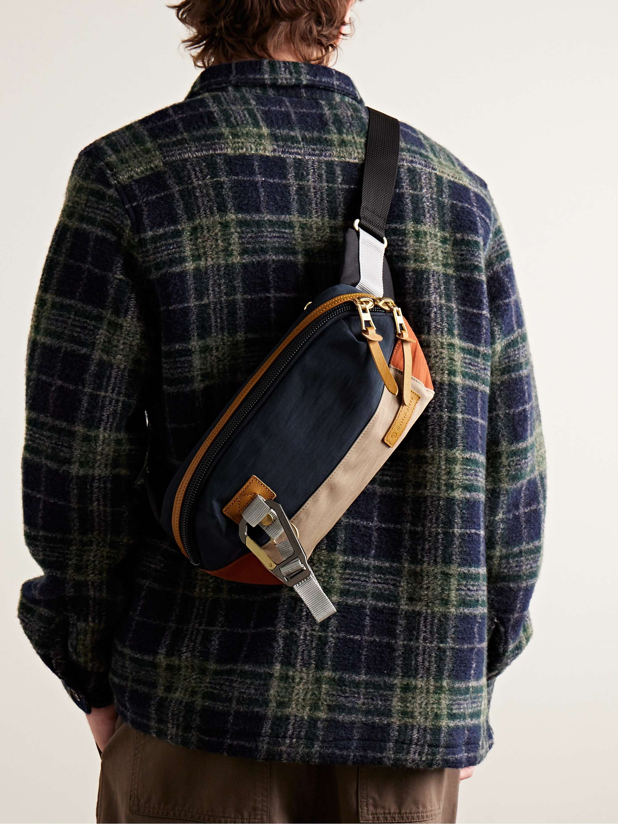 MASTER-PIECE Link Leather-Trimmed Nylon-Twill Belt Bag