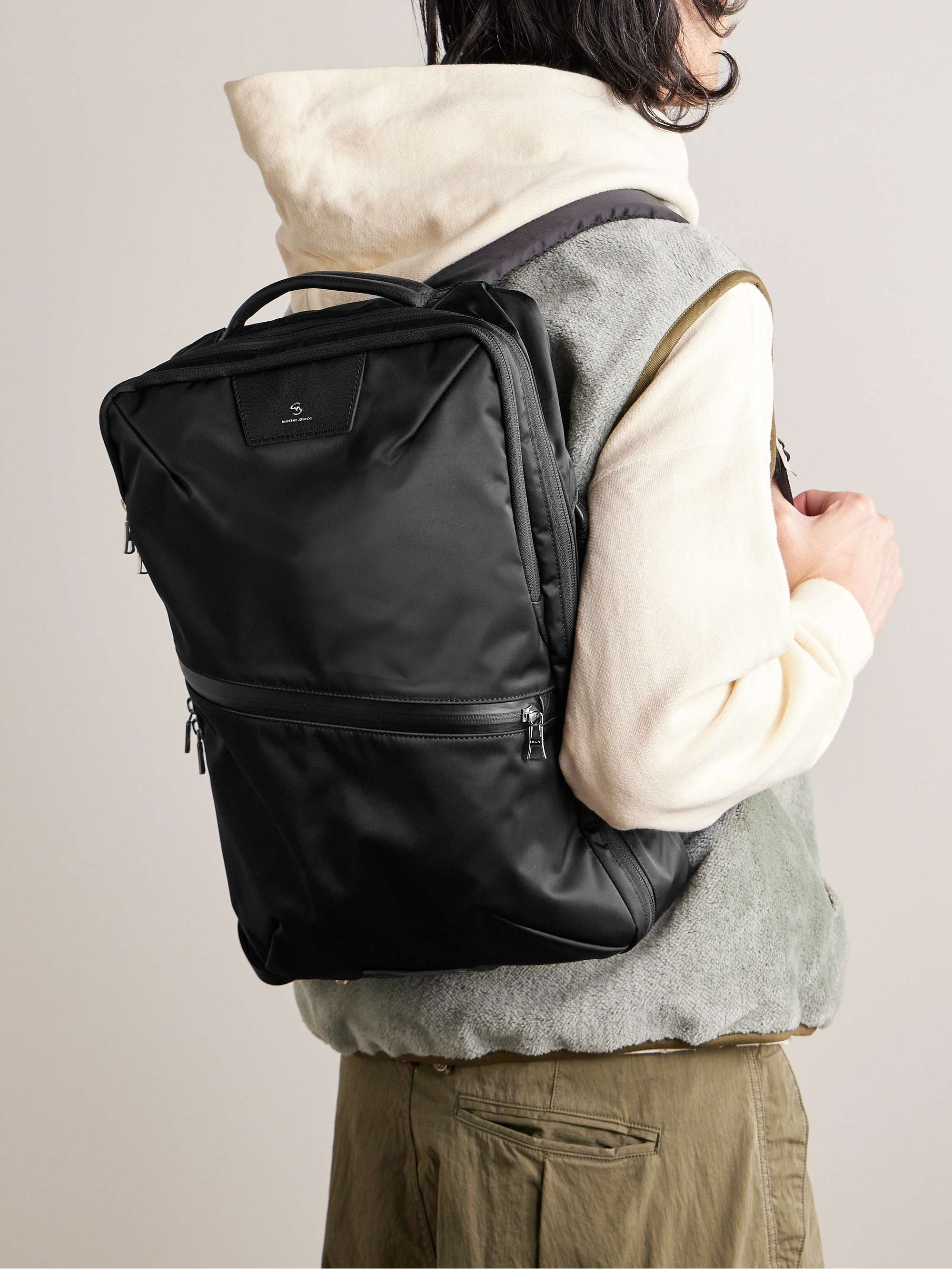 MASTER-PIECE Progress 2Way Leather-Trimmed Nylon-Twill Backpack