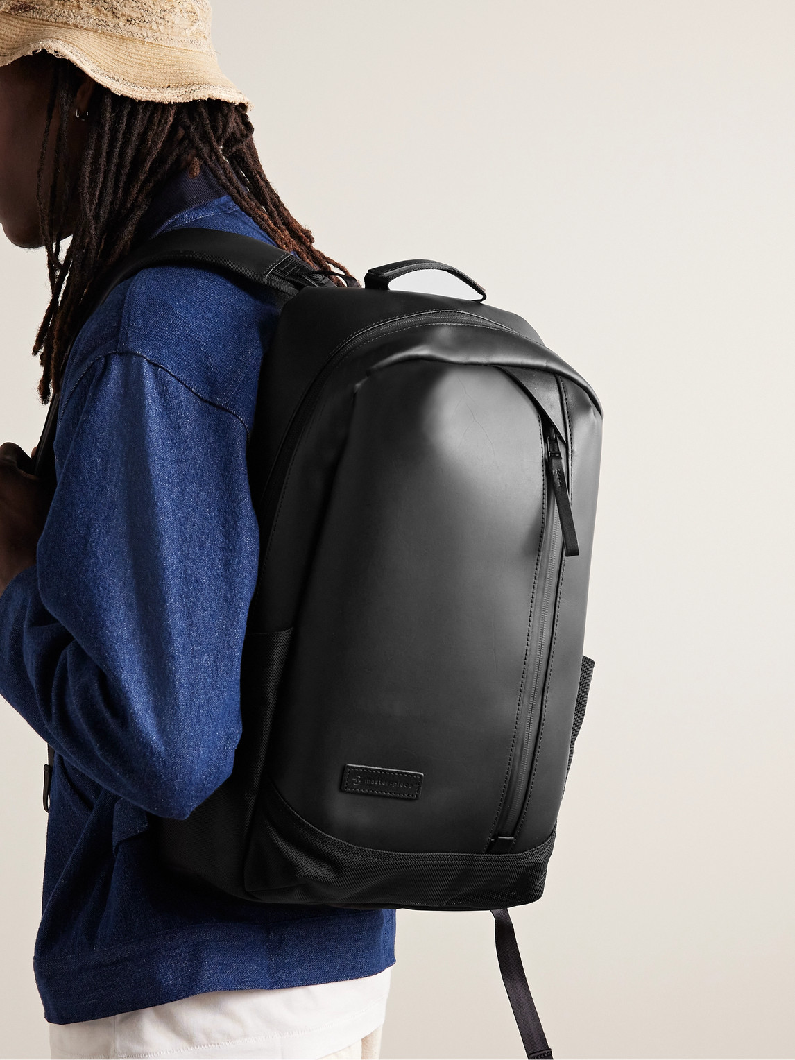 Slick Logo-Appliquéd Leather and CORDURA® Ballistic Nylon Backpack - Men | Image | 1
