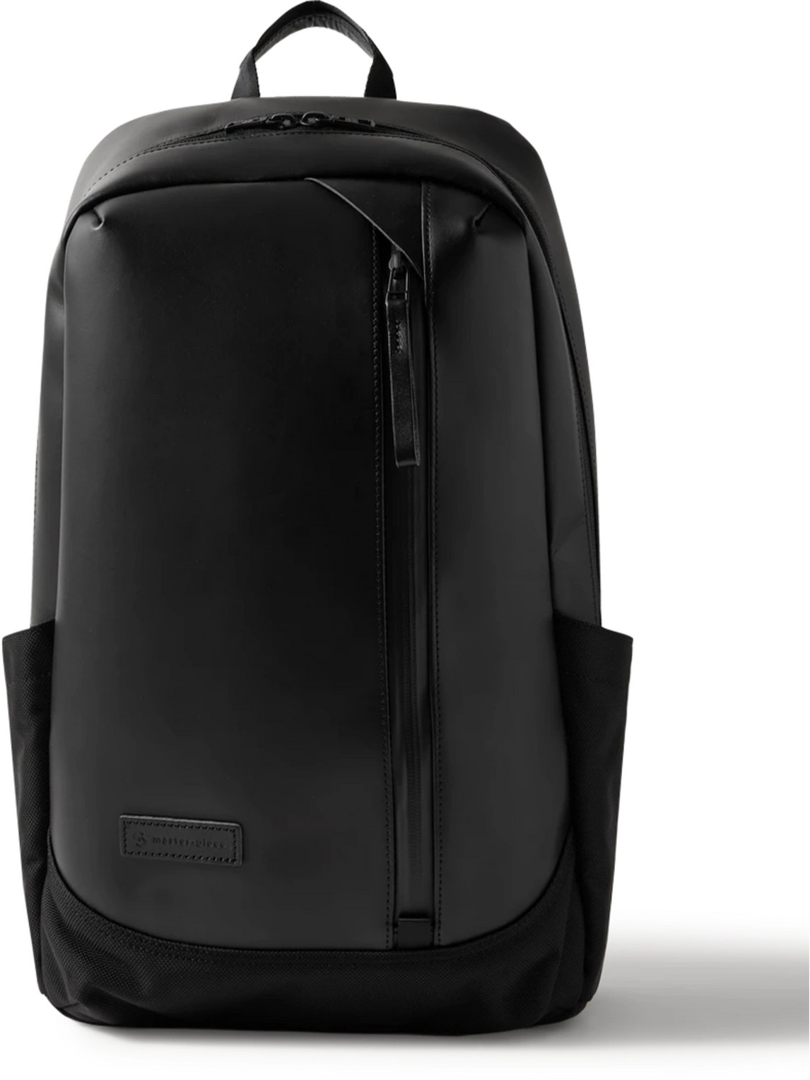 MASTER-PIECE SLICK LOGO-APPLIQUÉD LEATHER AND CORDURA® BALLISTIC NYLON BACKPACK