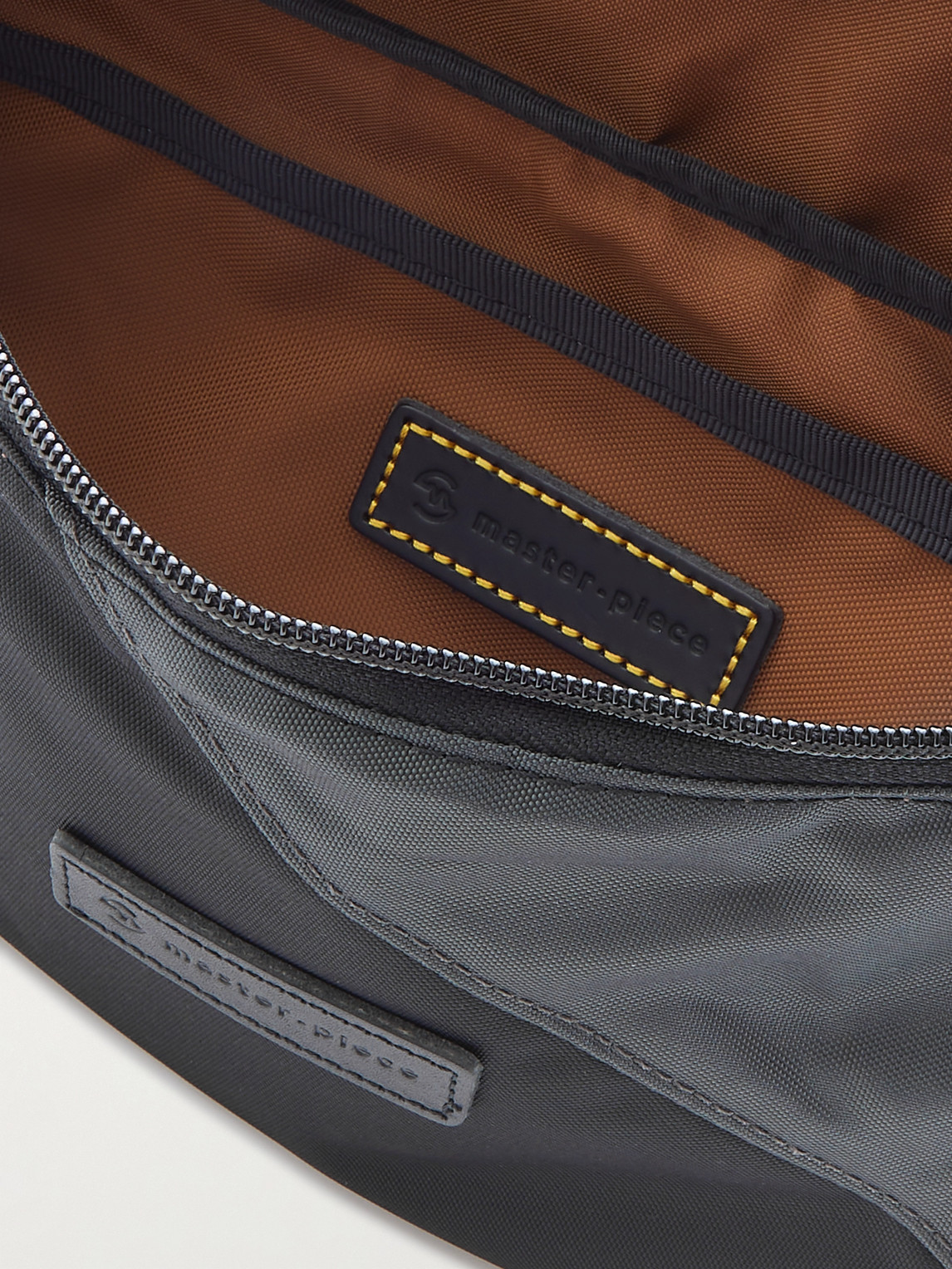 Shop Master-piece Slant Leather-trimmed Recycled Cordura® Eco Belt Bag In Black
