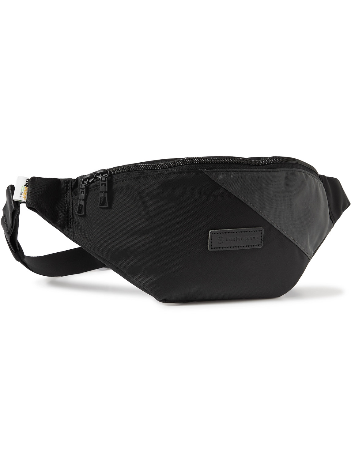 Master-piece Slant Leather-trimmed Recycled Cordura® Eco Belt Bag In Black