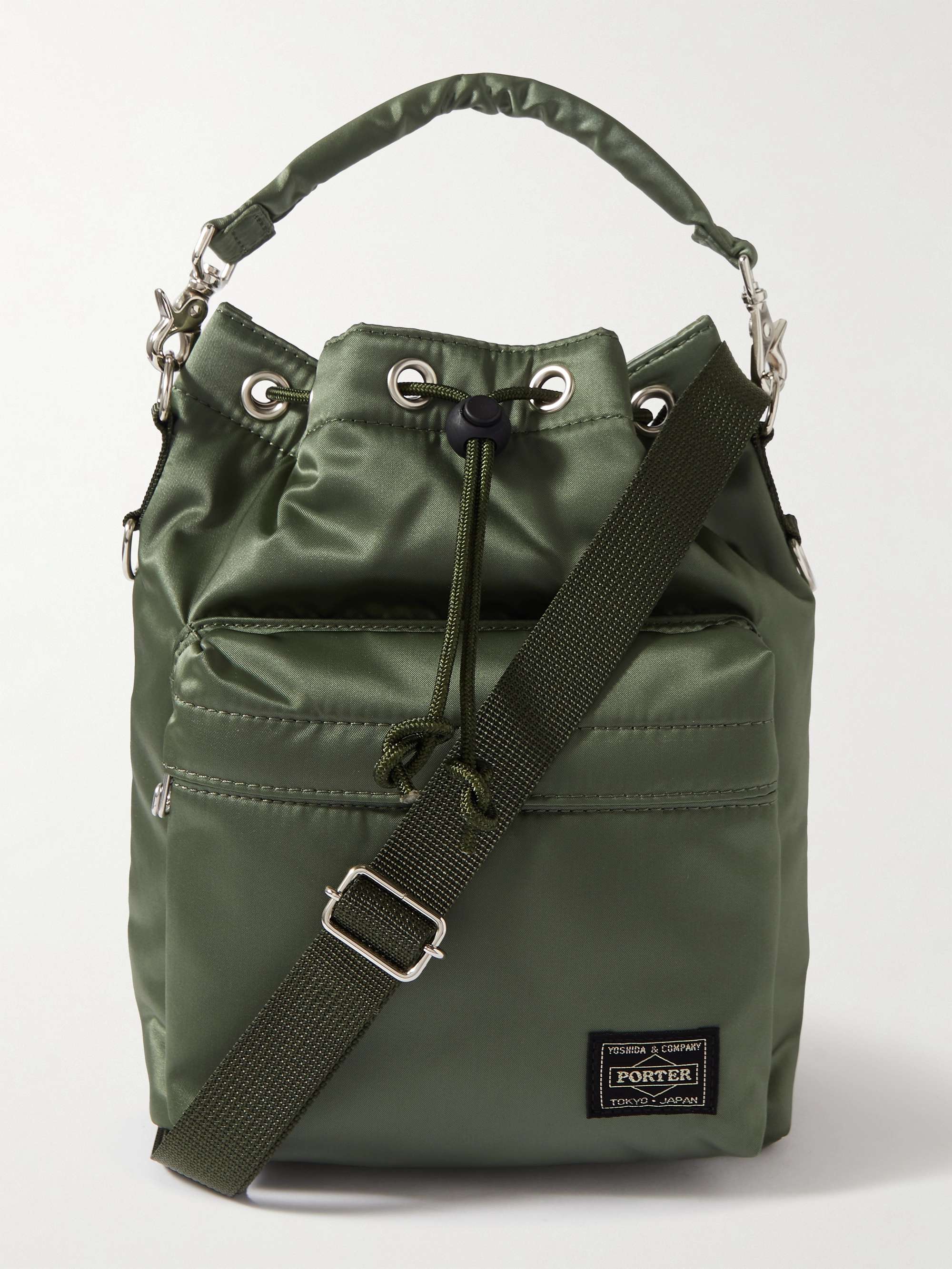 Porter-Yoshida and Co Balloon Sac Small Nylon-Twill Bucket Bag - Men - Sage Green Bags