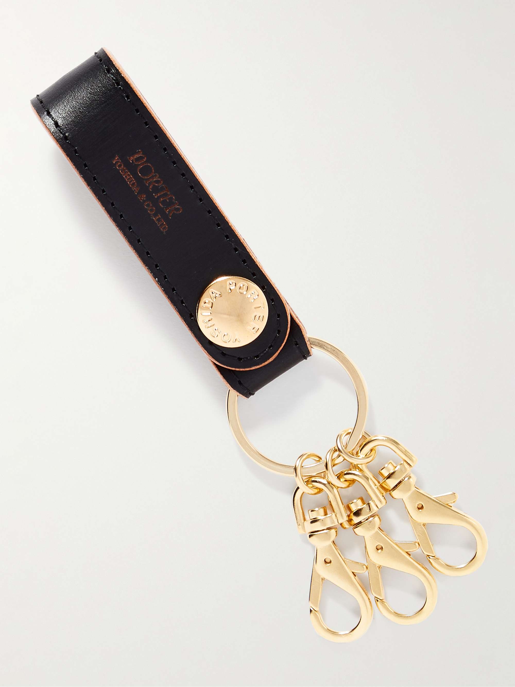 PORTER-YOSHIDA & CO Film Leather and Gold-Tone Keyring for Men