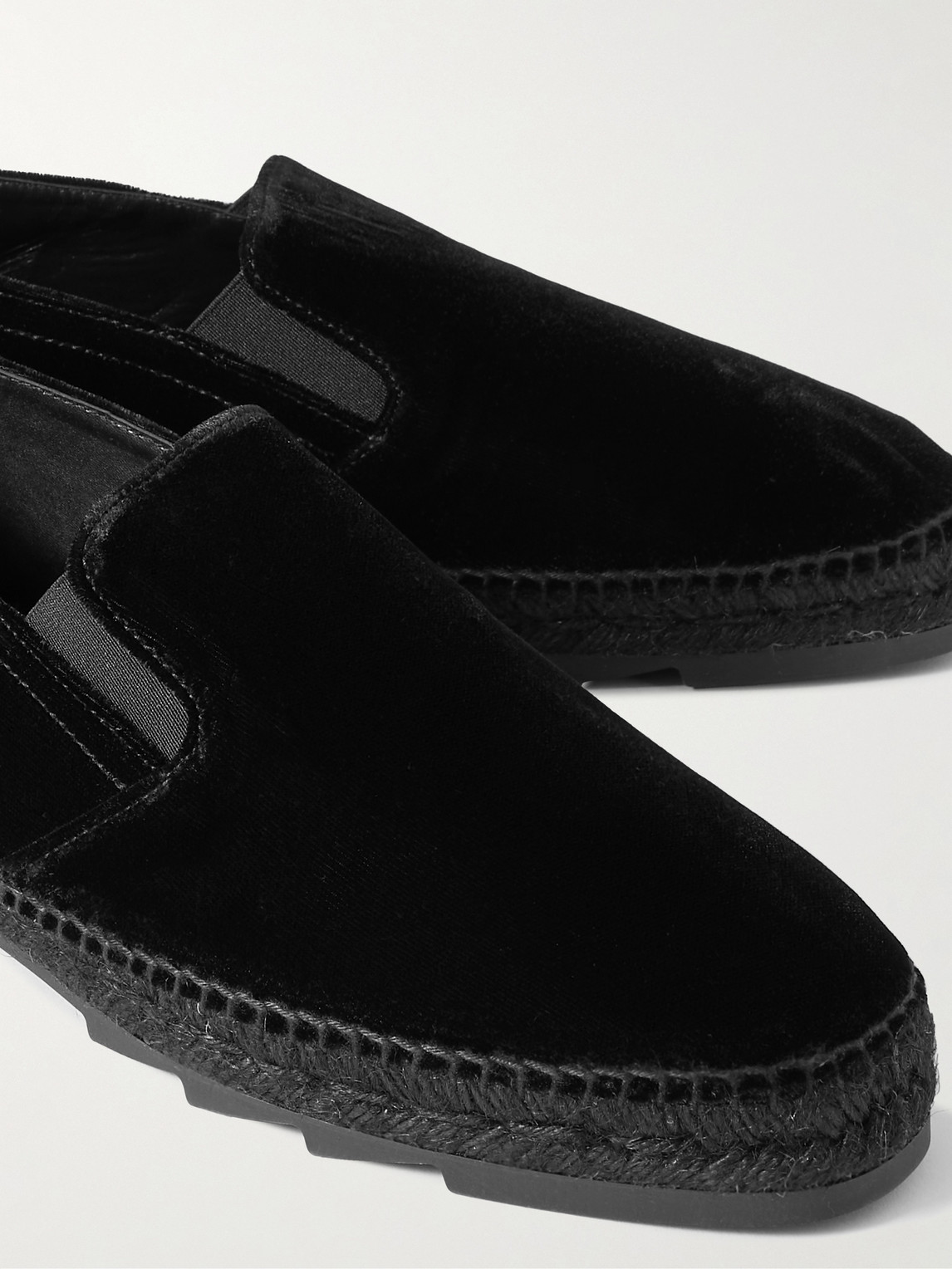 Shop Castaã±er Jona Velvet Espadrilles In Black