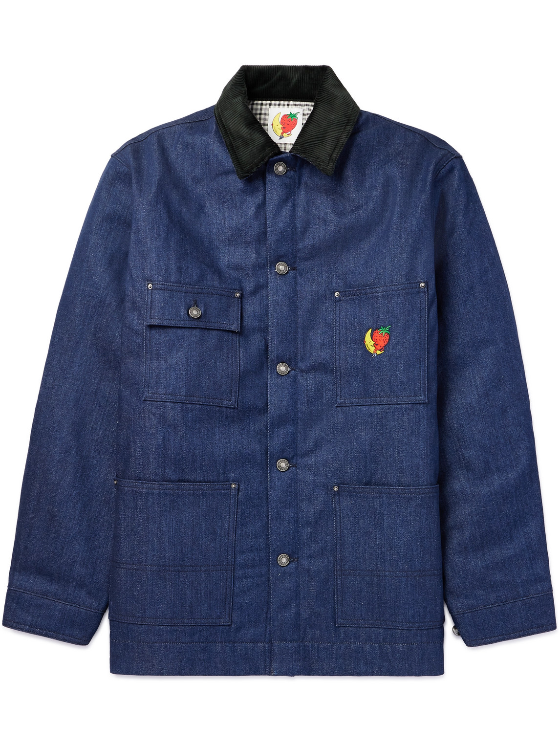 Sky High Farm Denim Utility Jacket With Velvet Collar In Blue