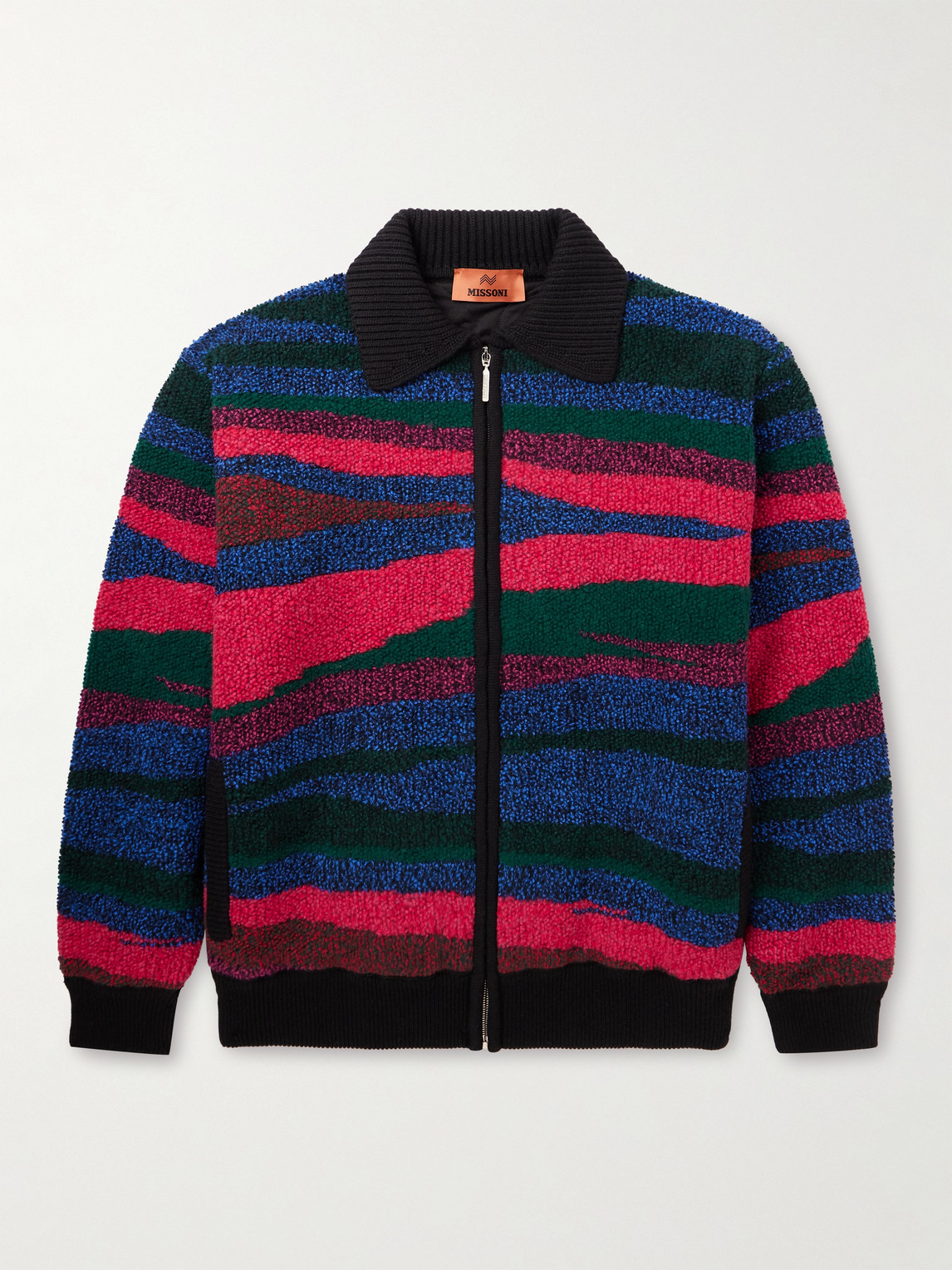Missoni Wool Bomber Jacket In Blue