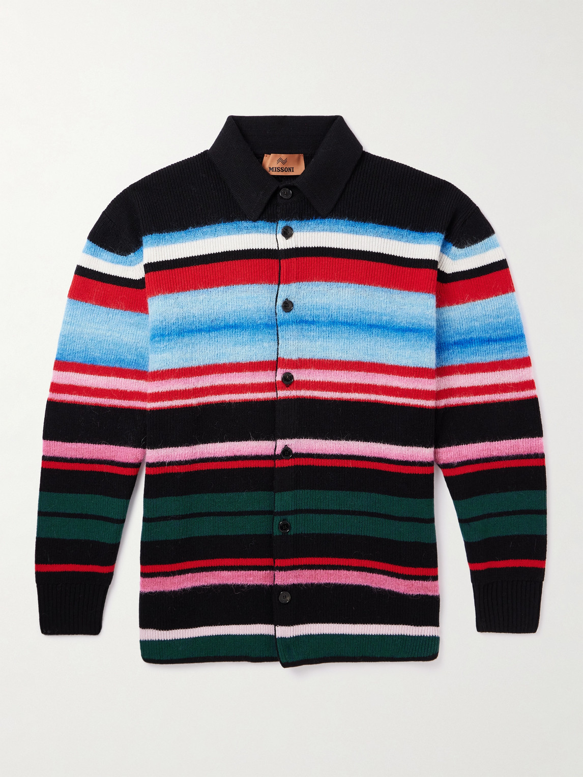 Missoni Striped Wool-blend Cardigan In Black