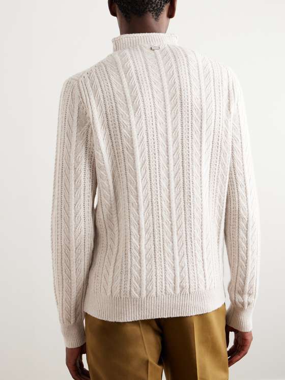 AGNONA Cable-Knit Cashmere and Silk-Blend Mock-Neck Sweater for Men ...