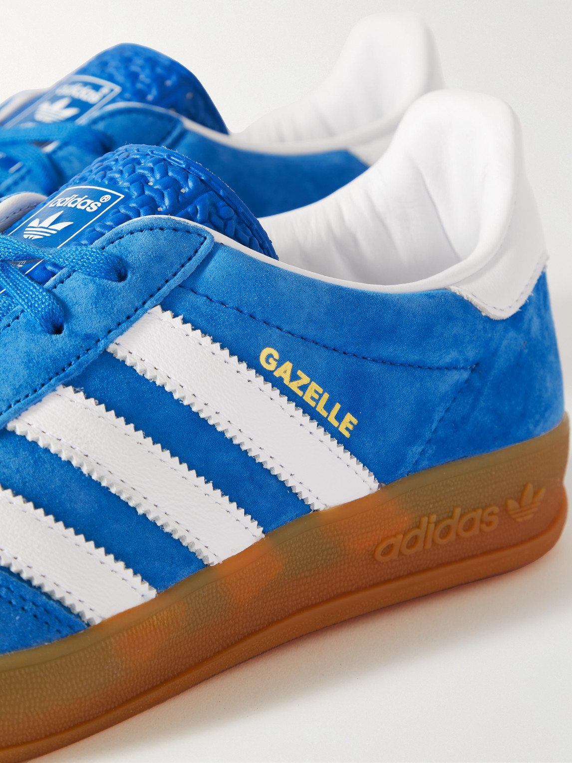 Shop Adidas Originals Gazelle Indoor Leather-trimmed Suede Sneakers In Blue