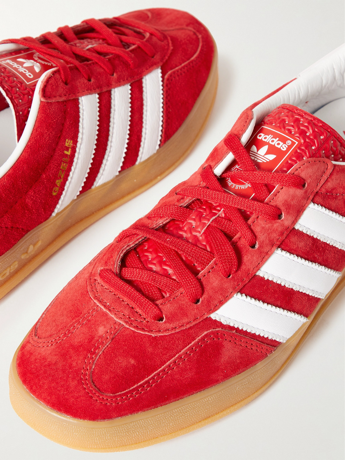 Shop Adidas Originals Gazelle Indoor Leather-trimmed Suede Sneakers In Red