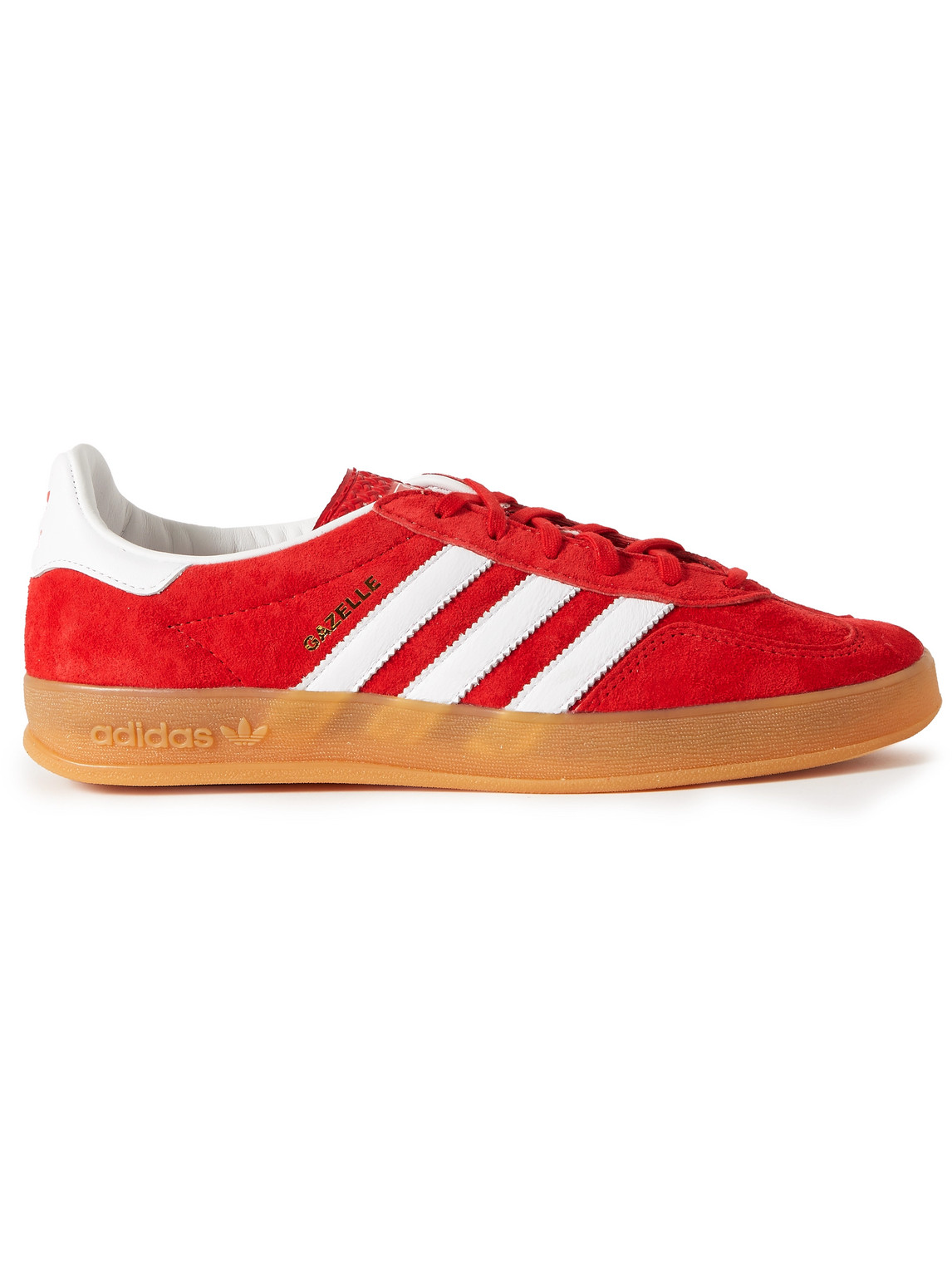 Shop Adidas Originals Gazelle Indoor Leather-trimmed Suede Sneakers In Red