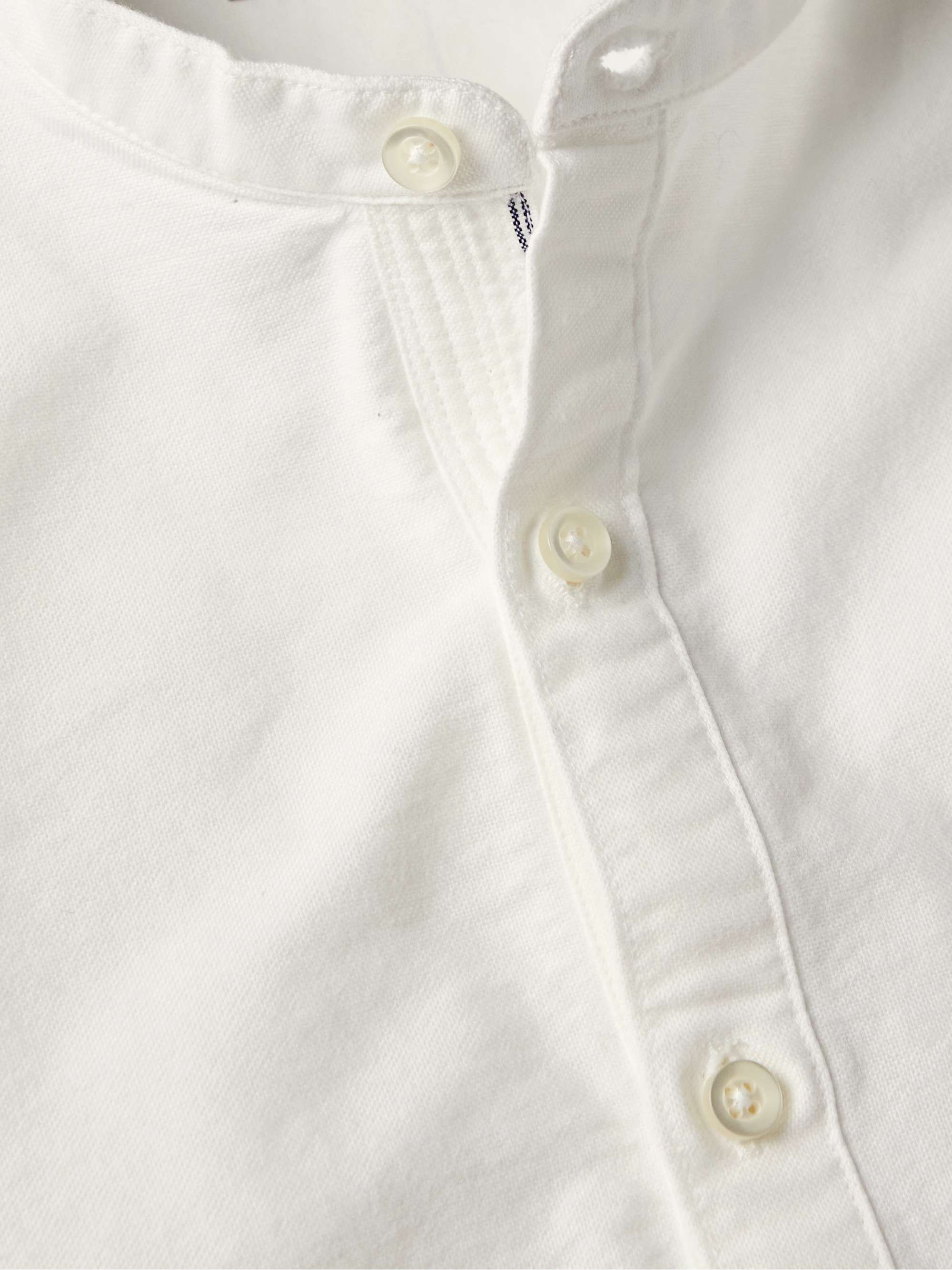 OFFICINE GÉNÉRALE Auguste Grandad-Collar Selvedge Cotton Oxford Shirt ...