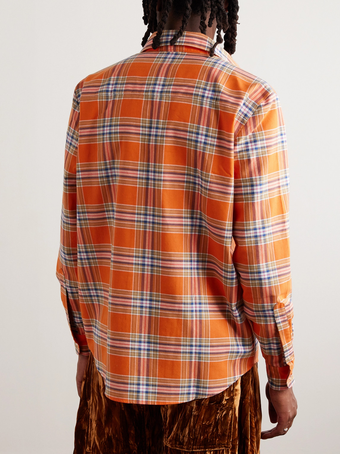  Collina Strada - Convention Checked Cotton-flannel Shirt - Men - Orange - S 