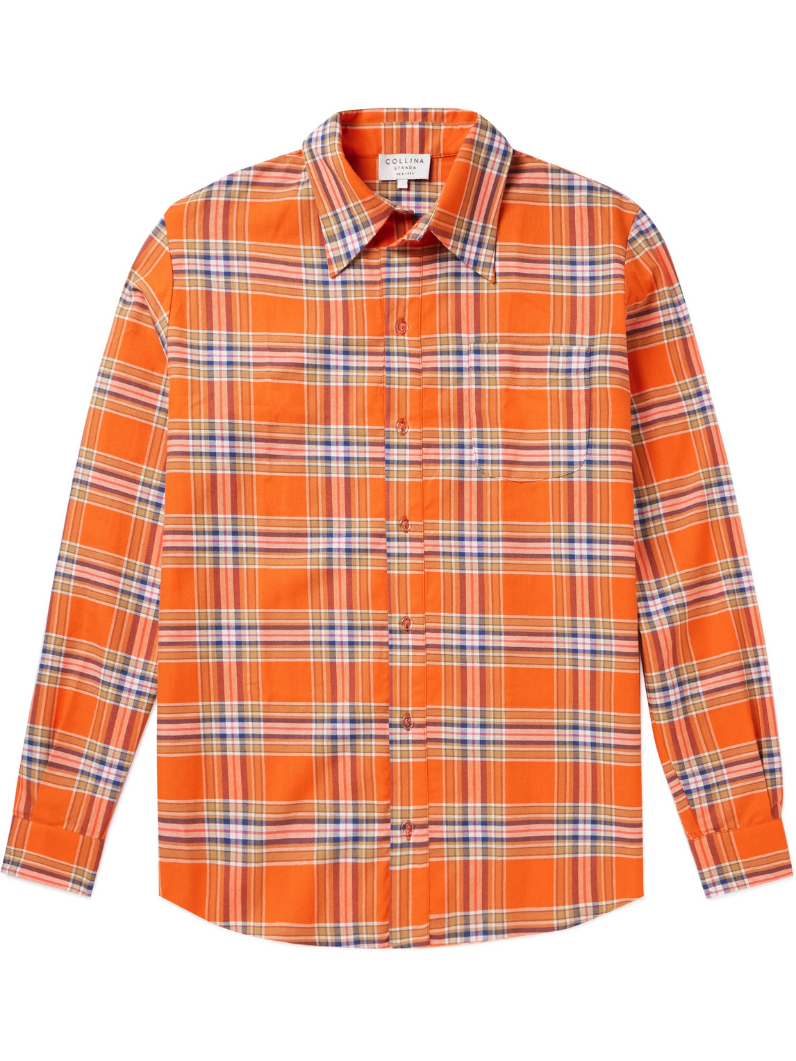 COLLINA STRADA - Convention Checked Cotton-Flannel Shirt - Men - Orange - M