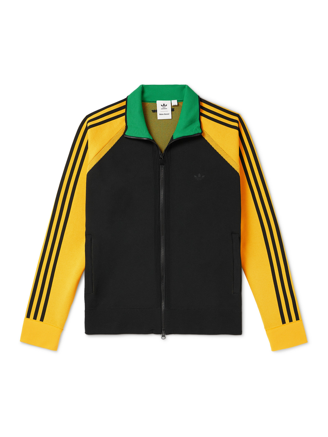 Adidas Consortium Wales Bonner Two-tone Knitted Zip-up Track Jacket In Black