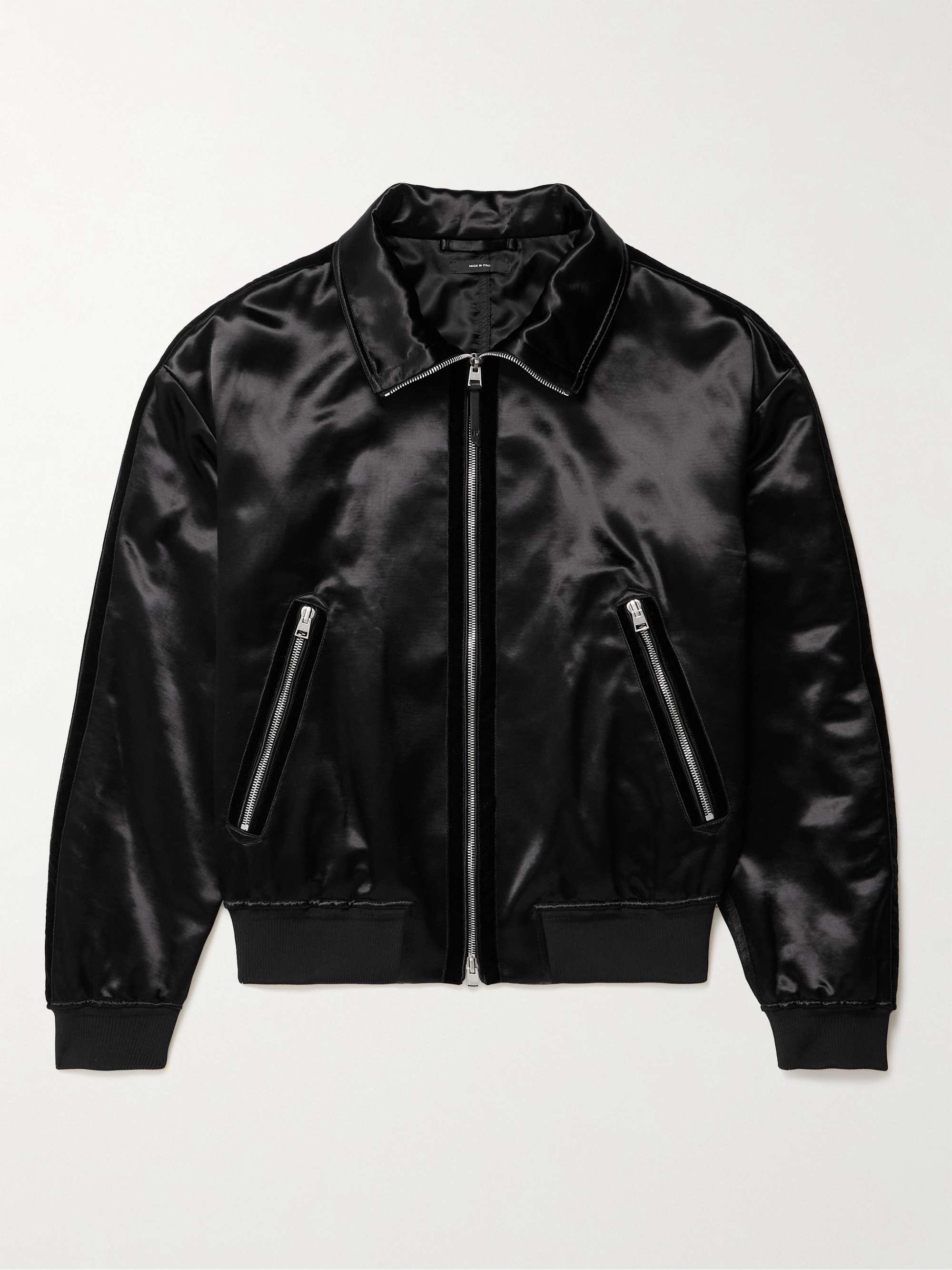 TOM FORD Velvet-Trimmed Satin Bomber Jacket for Men | MR PORTER