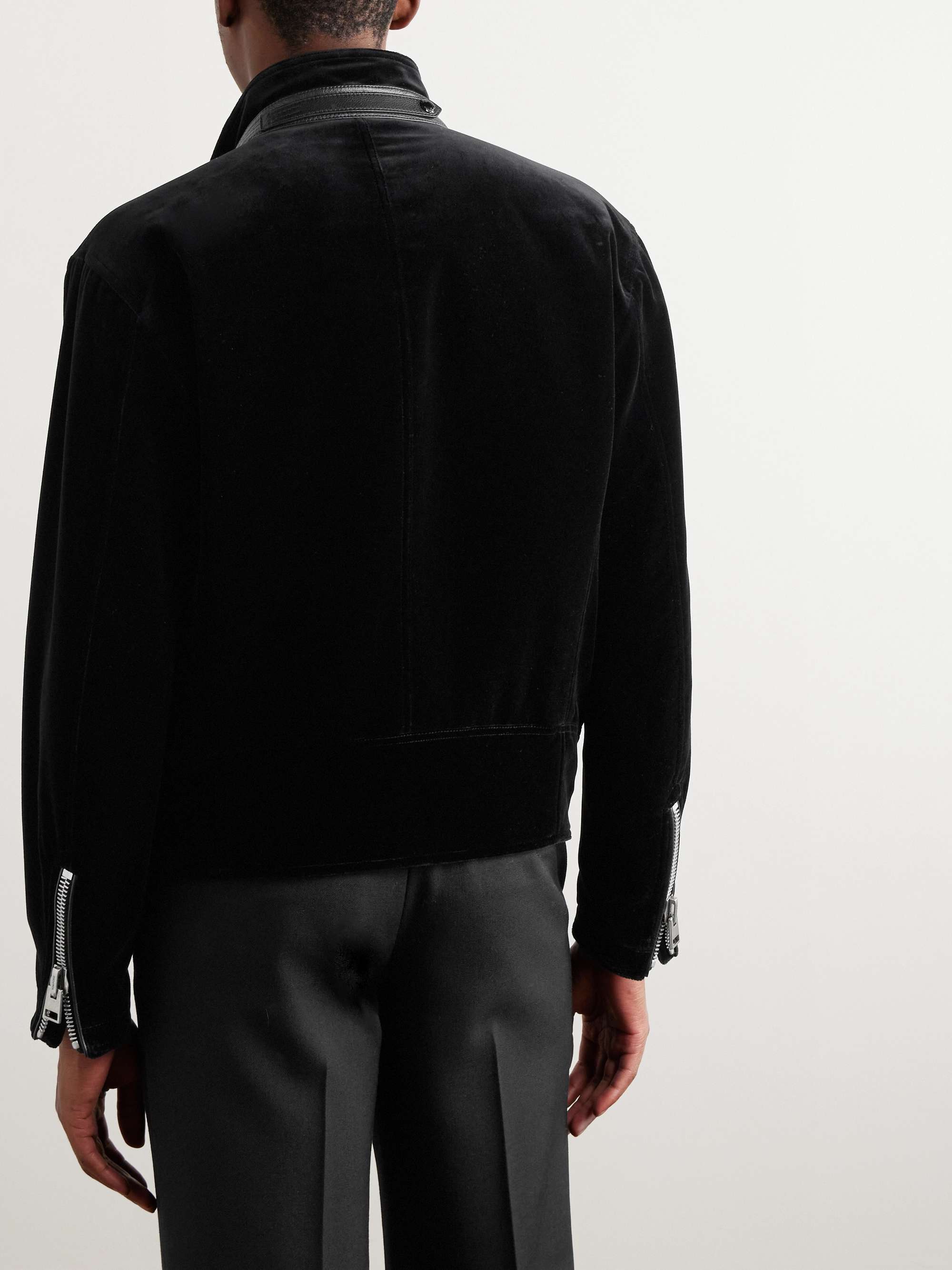 TOM FORD Leather-Trimmed Cotton-Velvet Biker Jacket for Men | MR PORTER
