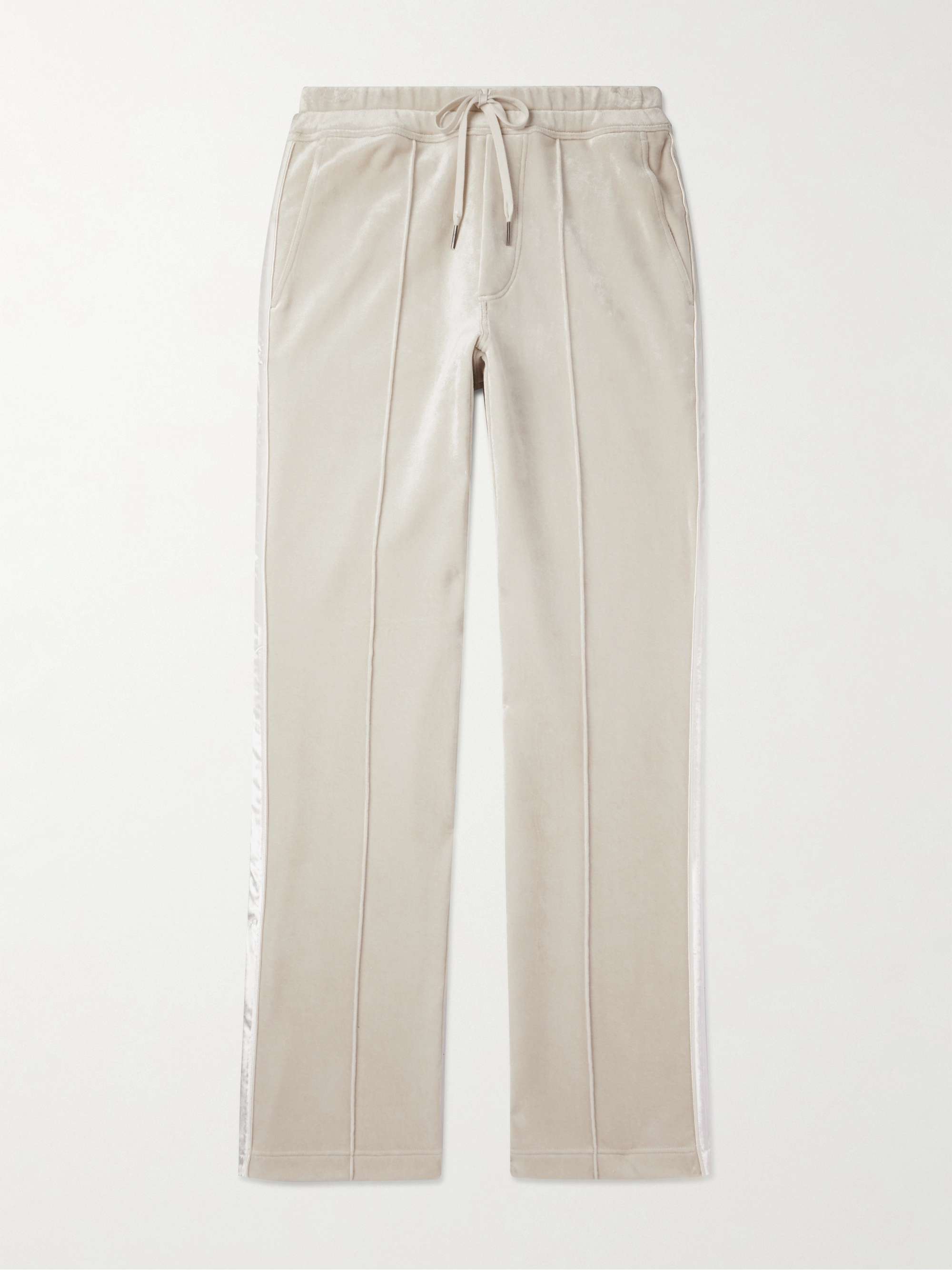 TOM FORD Wide-Leg Satin-Trimmed Velour Sweatpants for Men