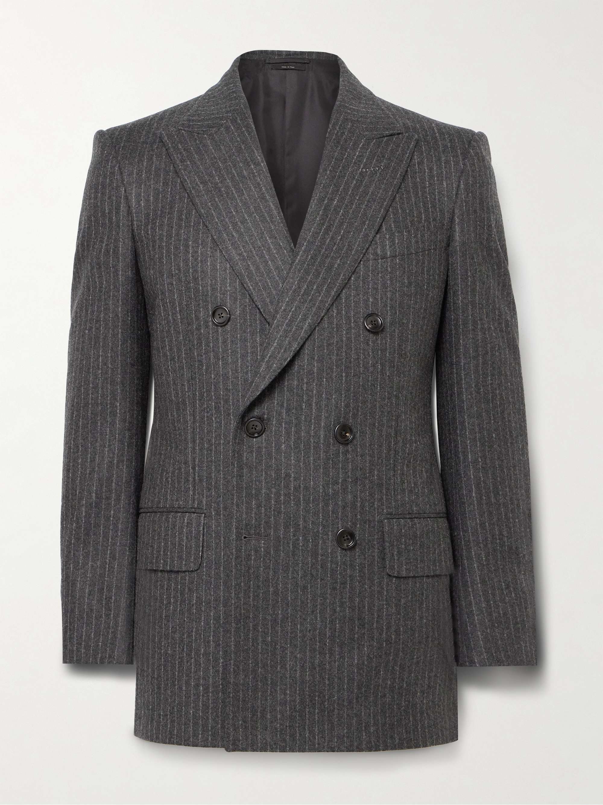 TOM FORD Double-Breasted Prinstriped Wool-Flannel Blazer for Men | MR ...