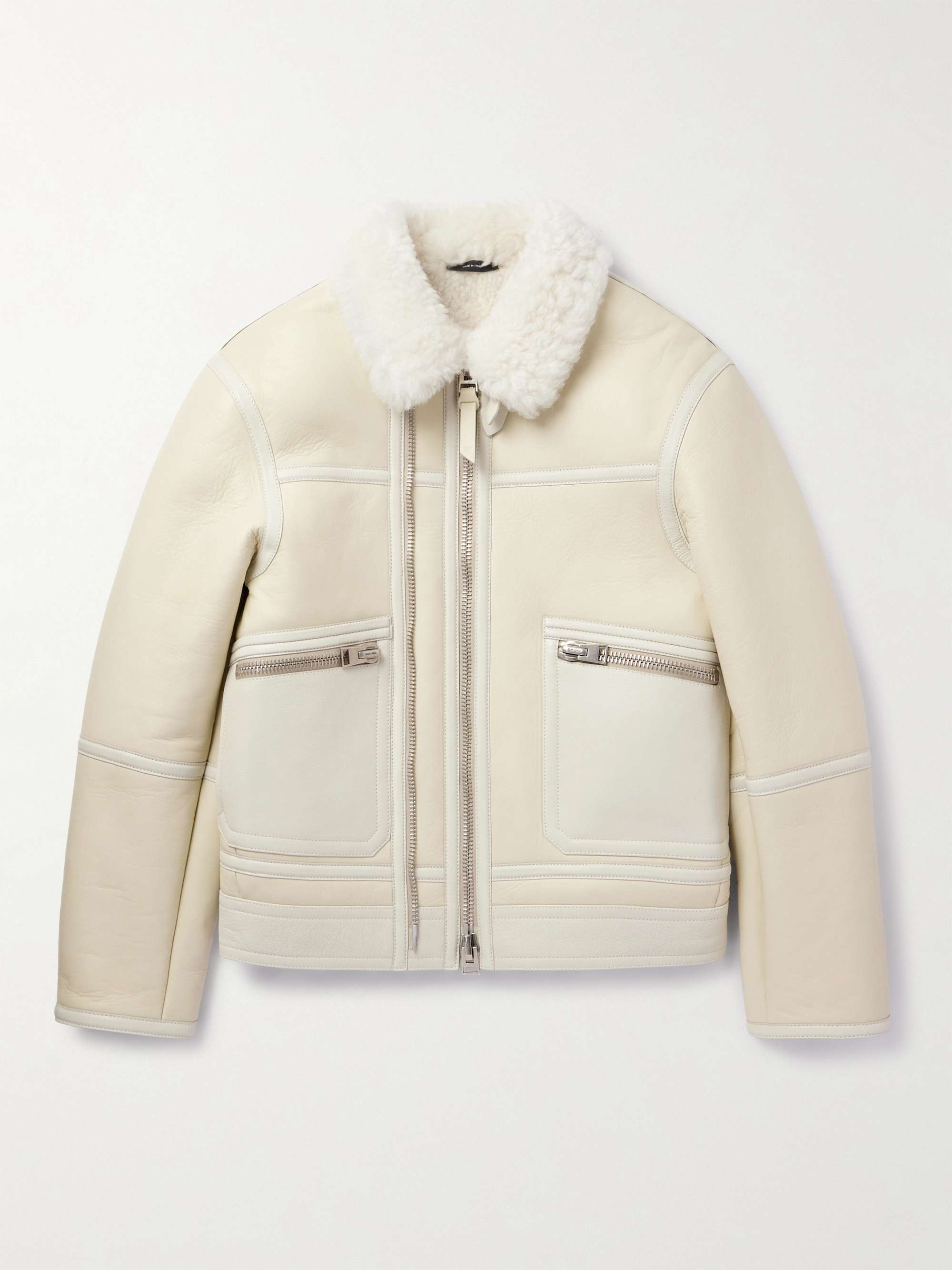 ZEGNA Leather-Trimmed Shearling Hooded Jacket for Men | MR PORTER
