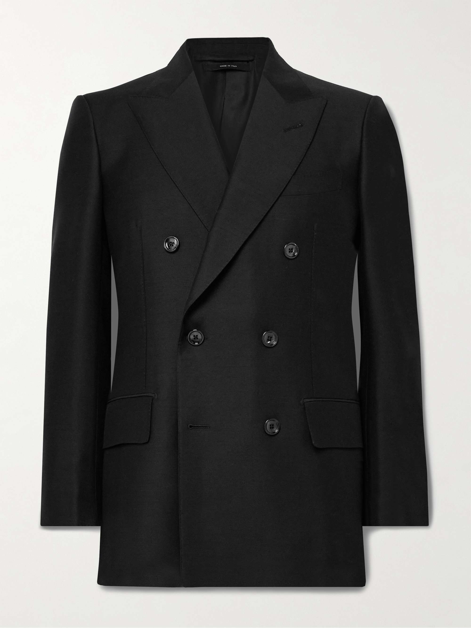 TOM FORD Slim-Fit Double-Breasted Wool and Silk-Blend Suit Jacket for ...