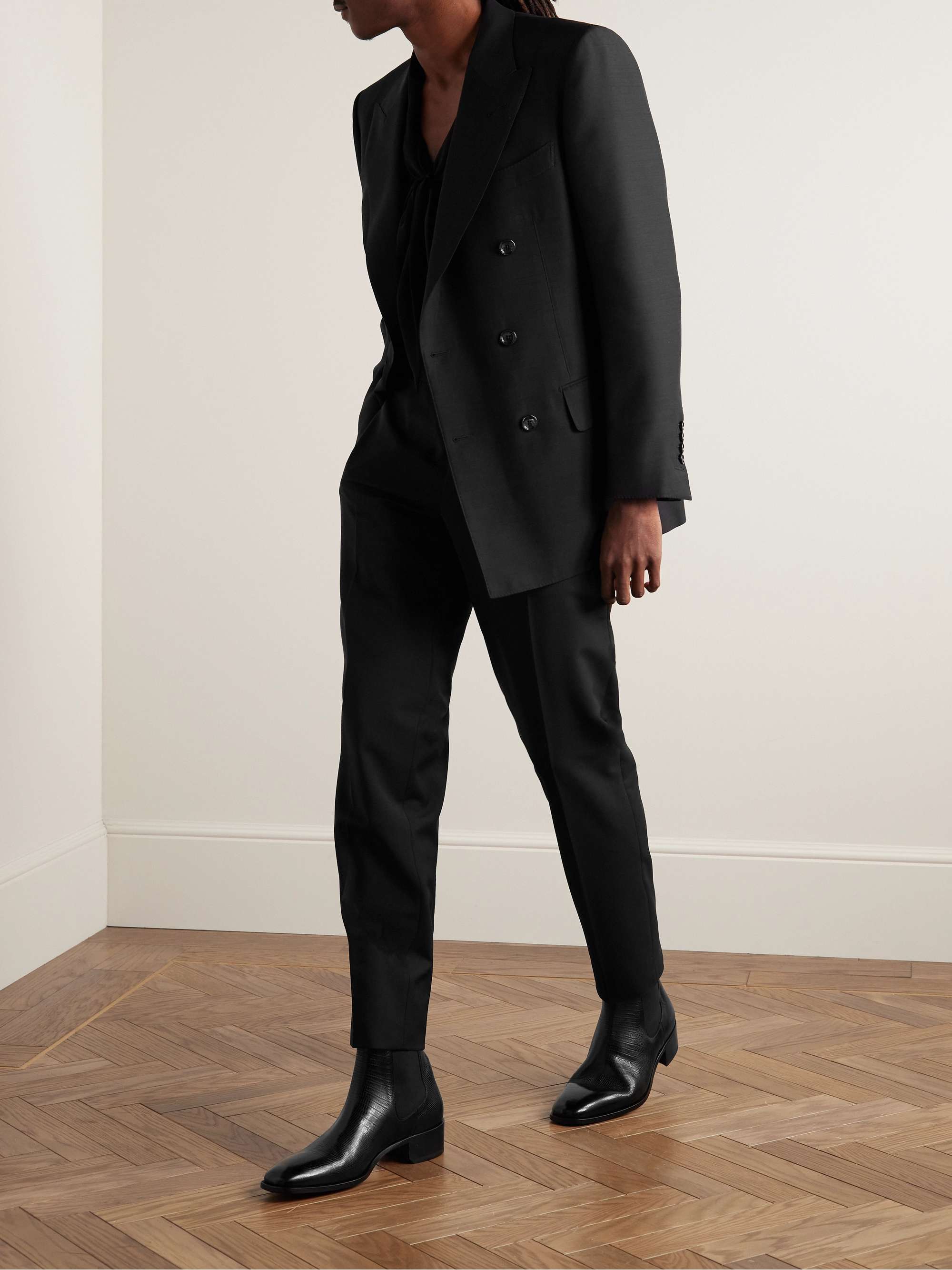 TOM FORD Slim-Fit Double-Breasted Wool and Silk-Blend Suit Jacket for ...