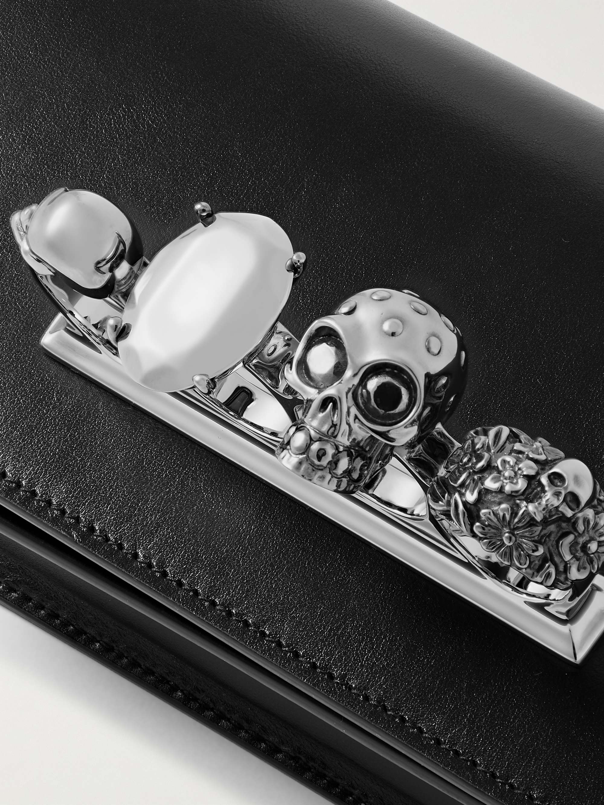 ALEXANDER MCQUEEN The Knuckle Embellished Leather Messenger Bag