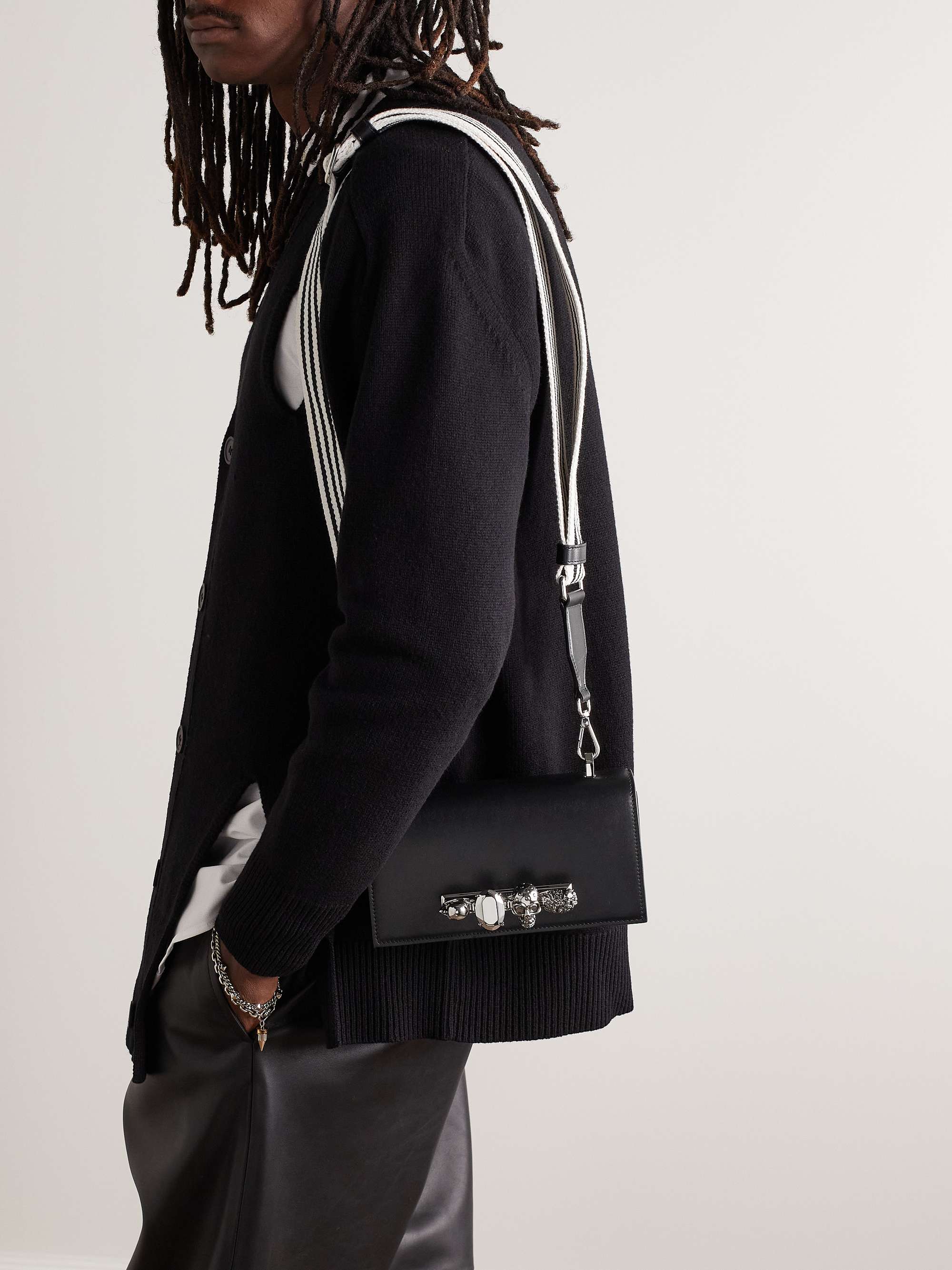 ALEXANDER MCQUEEN The Knuckle Embellished Leather Messenger Bag