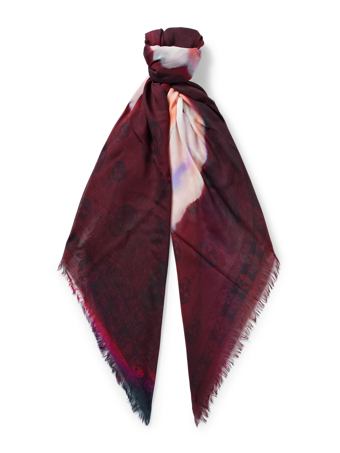 ALEXANDER MCQUEEN FRINGED PRINTED MODAL AND SILK-BLEND SCARF