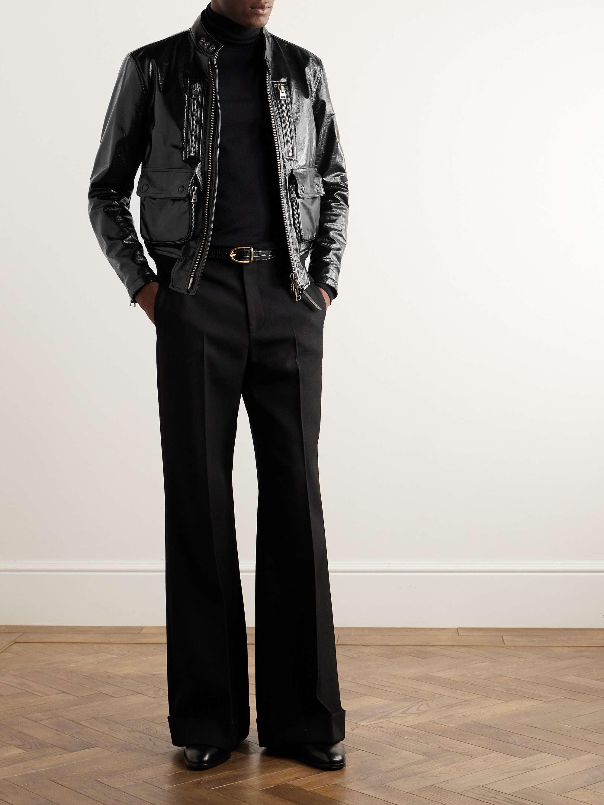 TOM FORD Patent-Leather Blouson Jacket for Men | MR PORTER