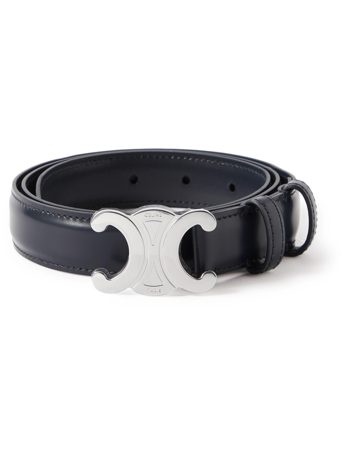Celine 2.5cm Triomphe Leather Belt In Black