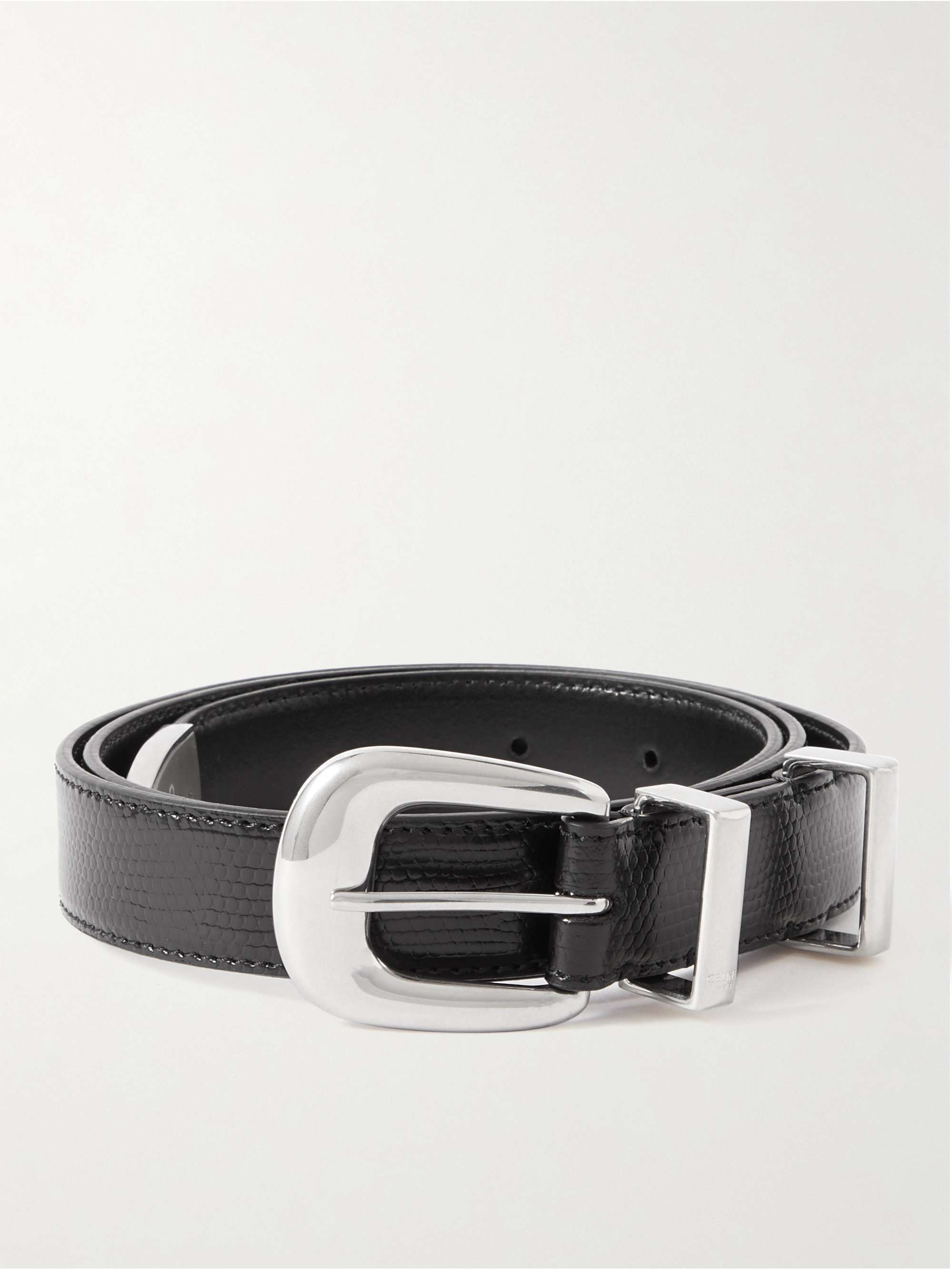 2.5cm Lizard-Effect Leather Belt