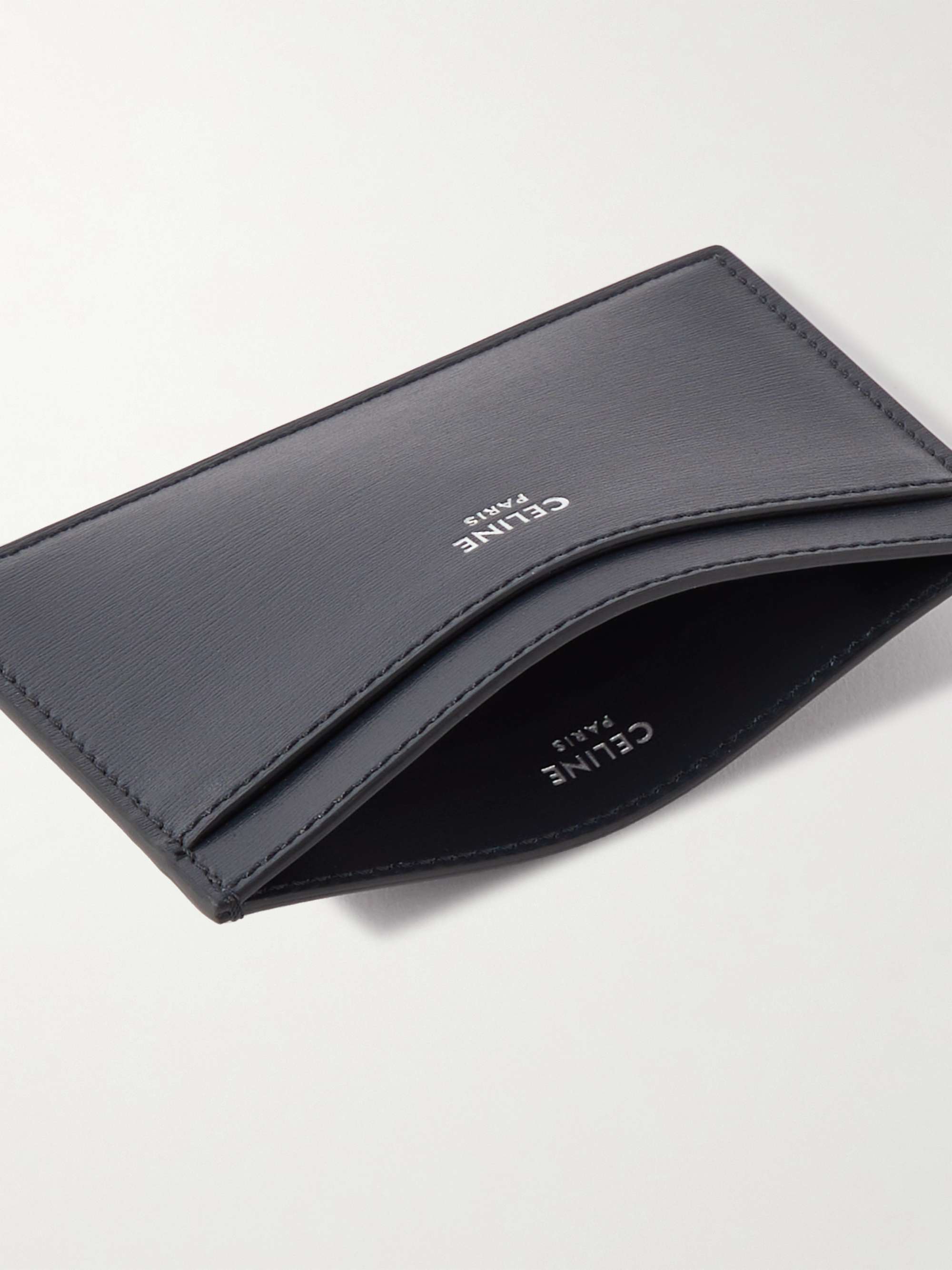 Celine Homme logo-print Textured-leather Cardholder - Men - Navy Wallets