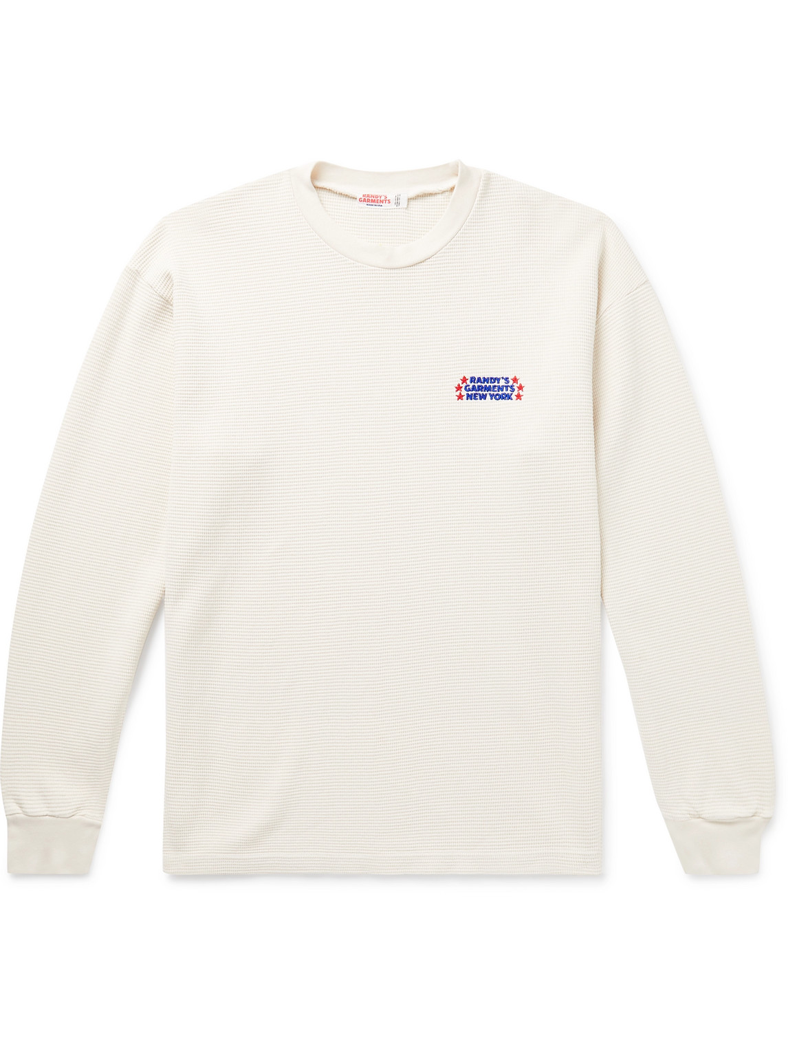 Randy's Garments Logo-embroidered Waffle-knit Cotton-jersey T-shirt In Neutrals