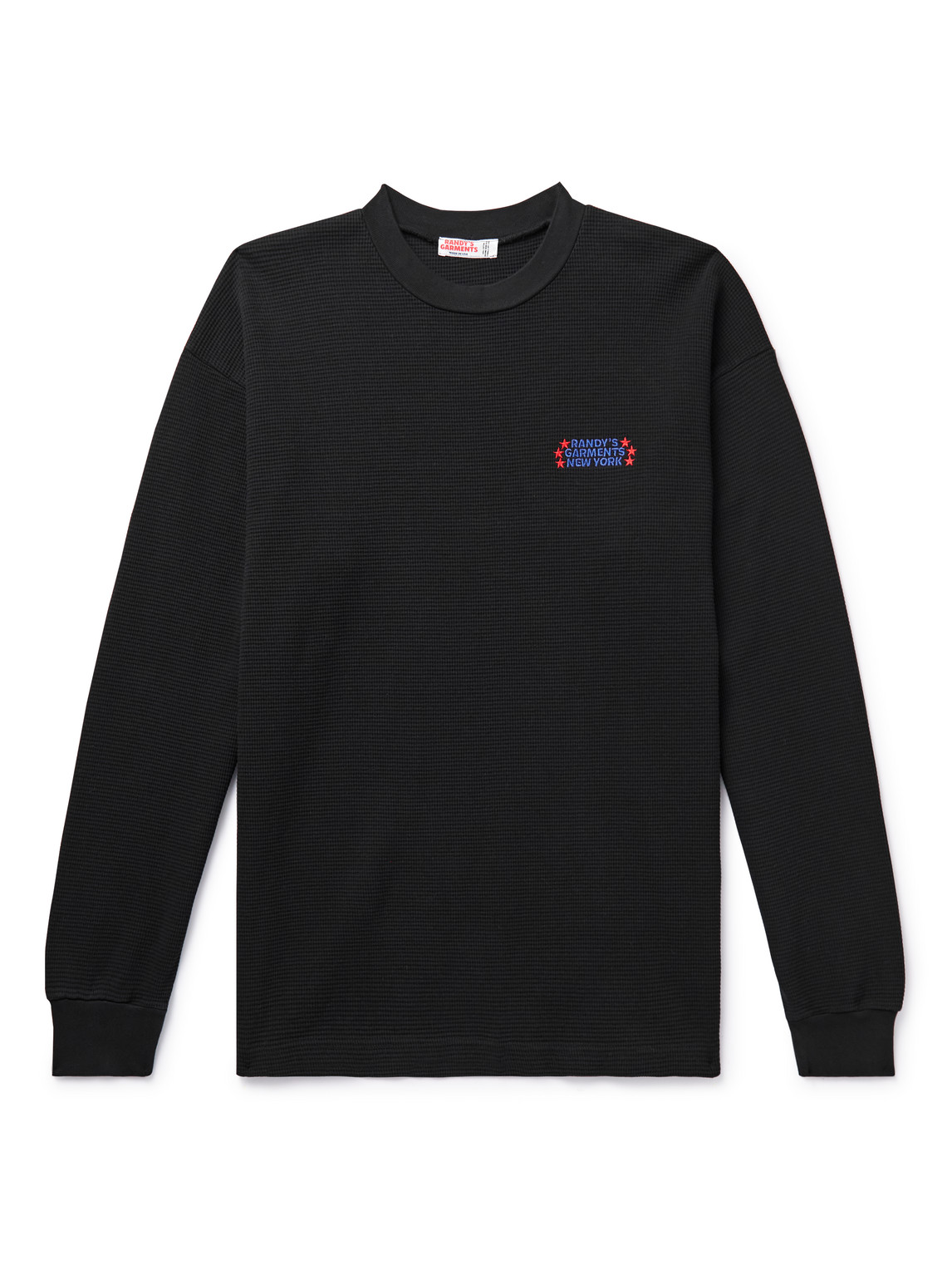 Randy's Garments Logo-embroidered Waffle-knit Cotton-jersey T-shirt In Black