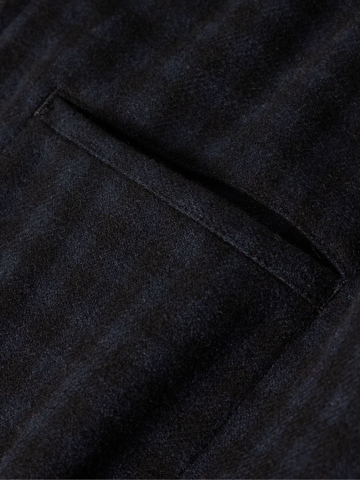 Shop Randy's Garments Cotton-corduroy Trimmed Checked Melton Wool Bomber Jacket In Blue